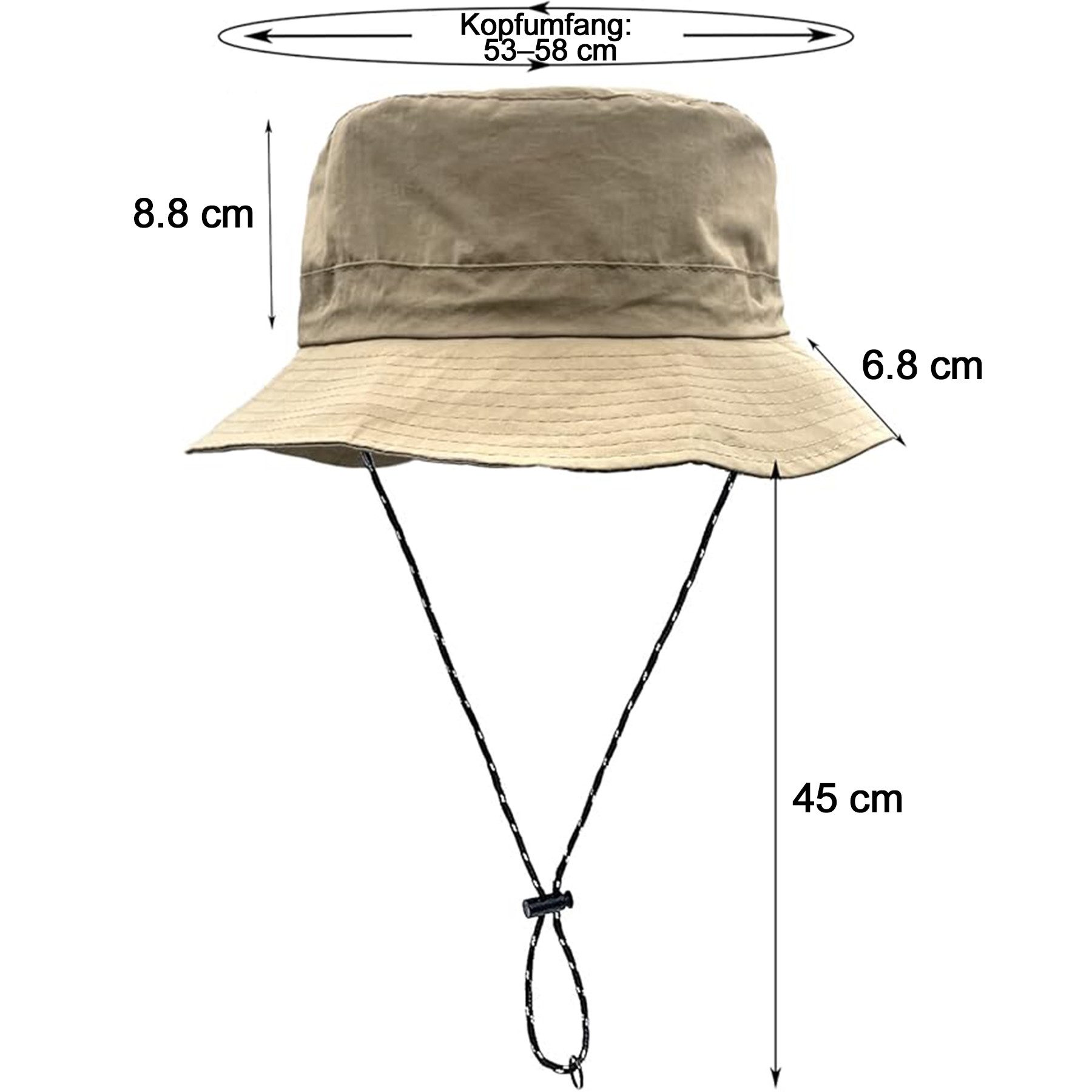 Mutig Fischerhut Sonnenhut Damen Herren, Wasserdichter Fischerhut mit Kinnriemen (UV Schutz Sommer Hut, Faltbar und Schnell trocknend, Leichter Outdoor Regenhut – Bild 4 von 5
