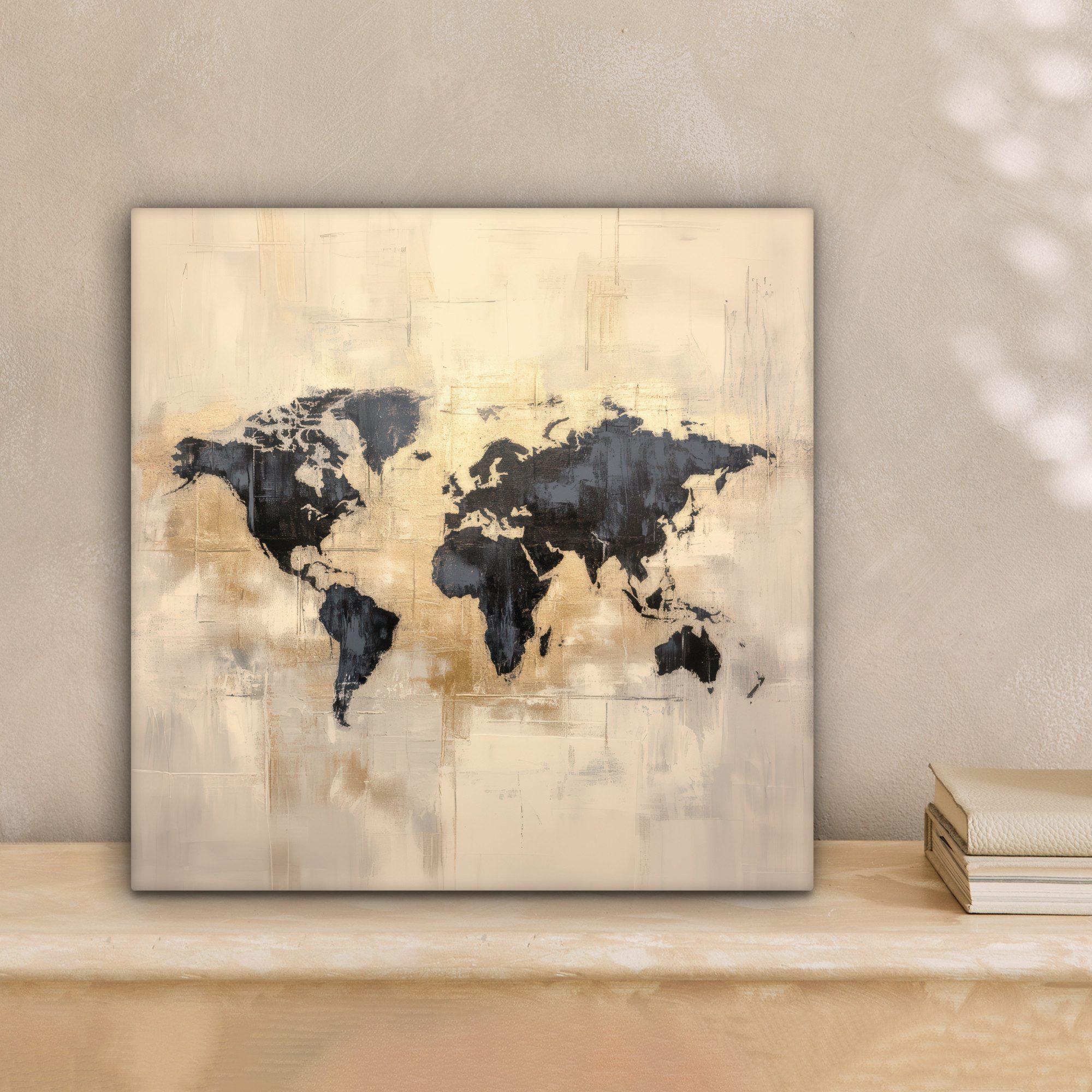 OneMillionCanvasses® Leinwandbild Weltkarte - Gold - Schwarz - Abstrakt, Fo günstig online kaufen