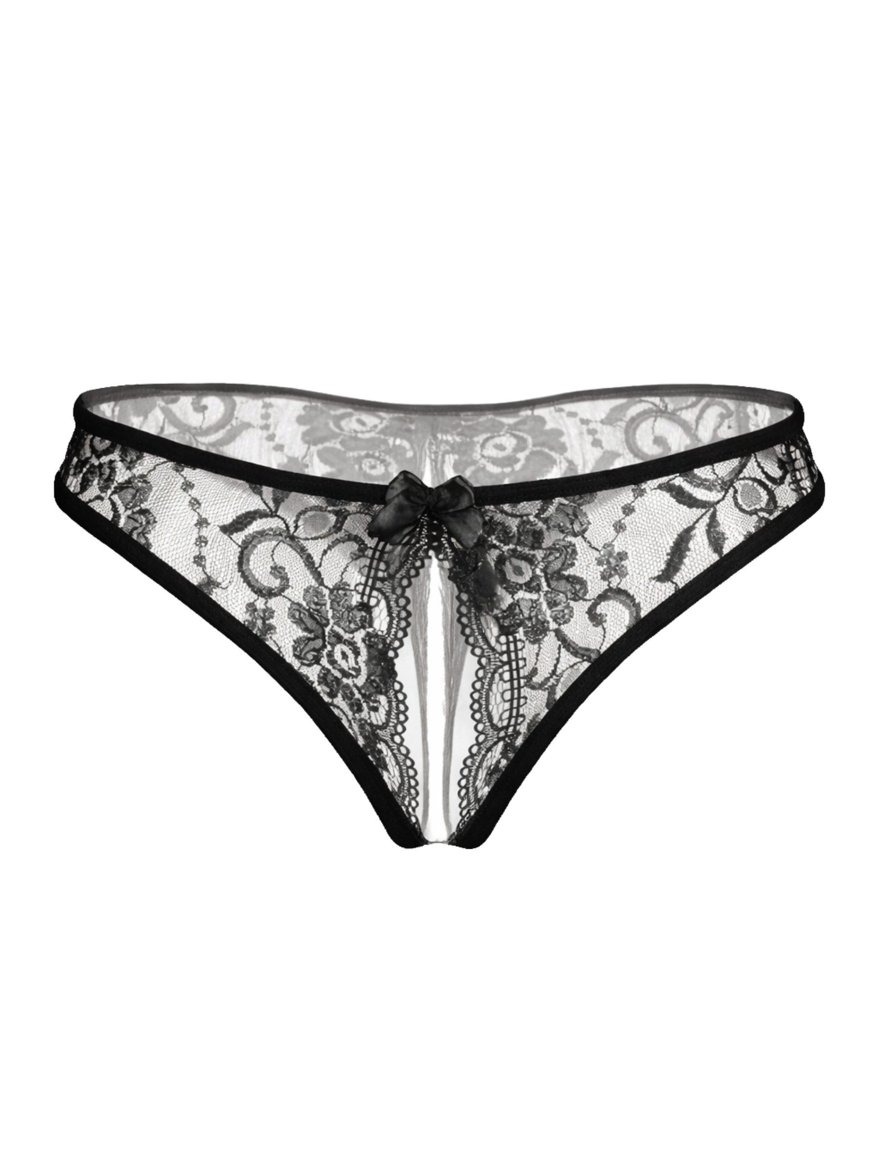 Elegant Love Slip-Ouvert Spitzen-String mit offenem Schritt – Damen Tanga (Packung, 3-St., 3er-Pack) Dessous für besondere Anlässe – Reizwäsche mit raffiniertem Höschen