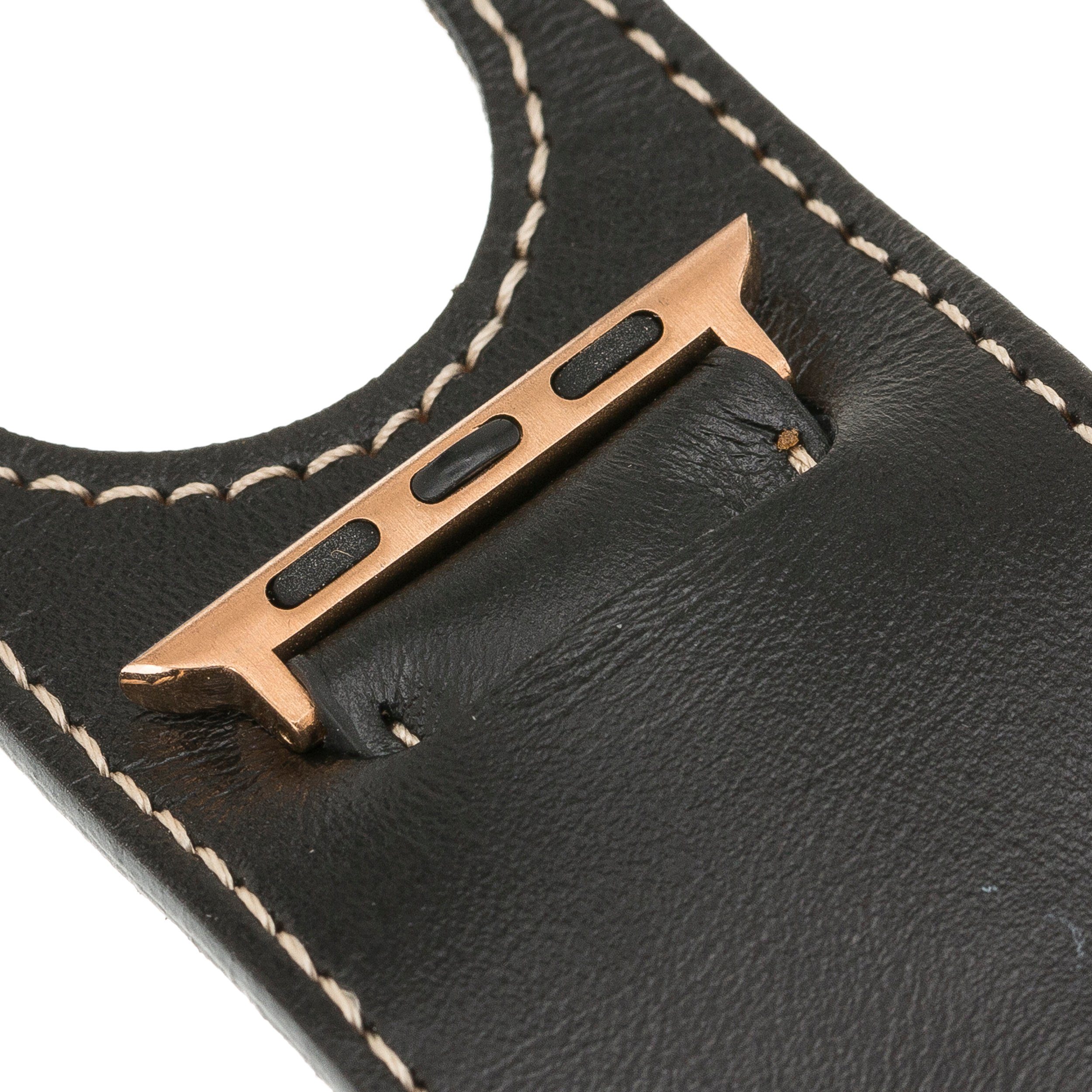 / Armband Leder 3 Renna Leather Versa Echtes 4 / 2 Ersatzarmband Cuff Smartwatch-Armband Schwarz Sense & Fitbit
