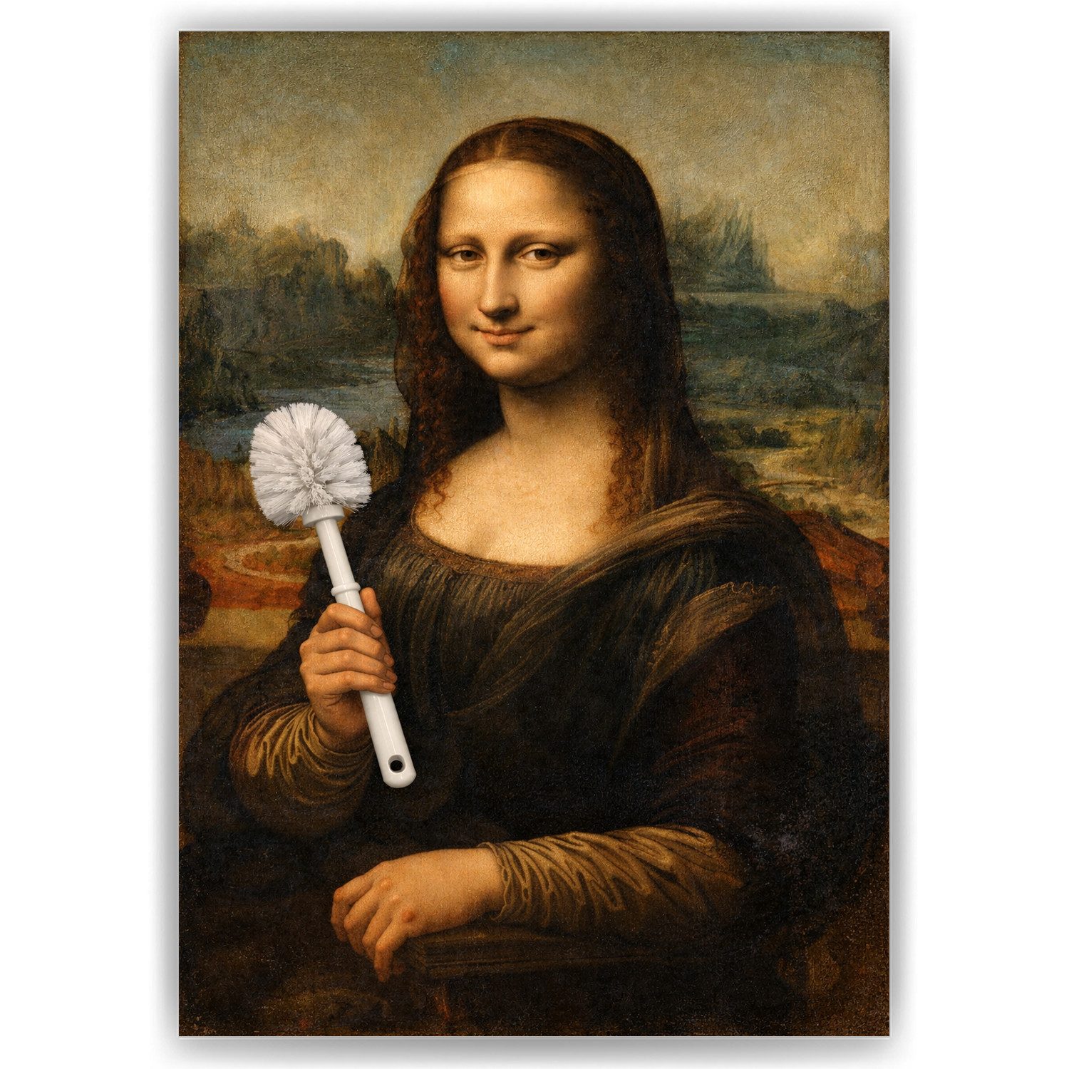 Tigerlino Poster Mona Lisa Klobürste Lustige Deko Toilette Gäste-WC Badezimmer