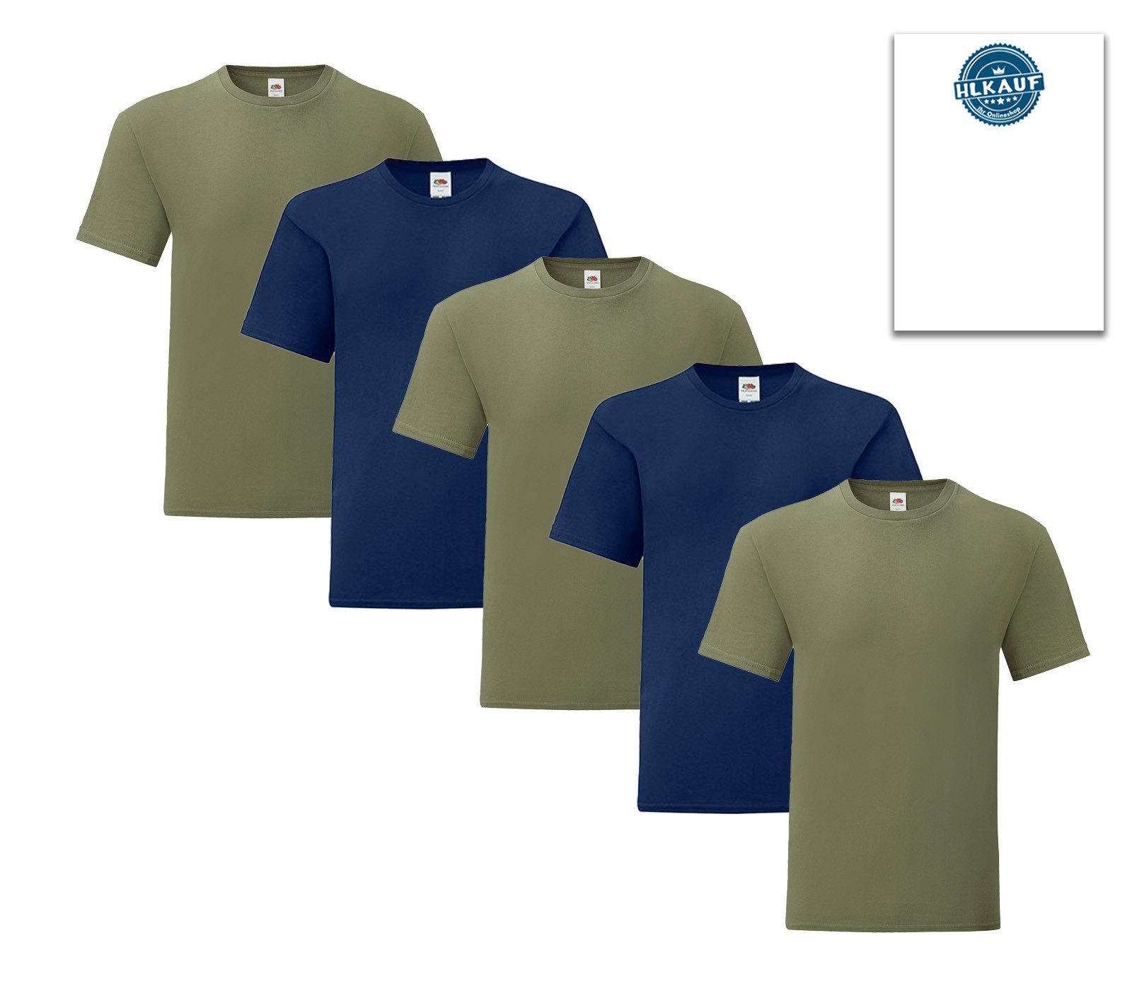 Fruit of the Loom T-Shirt 5er Sets Iconic Herren M L XL 2XL Ringspun Baumwolle Ringspun Baumwolle