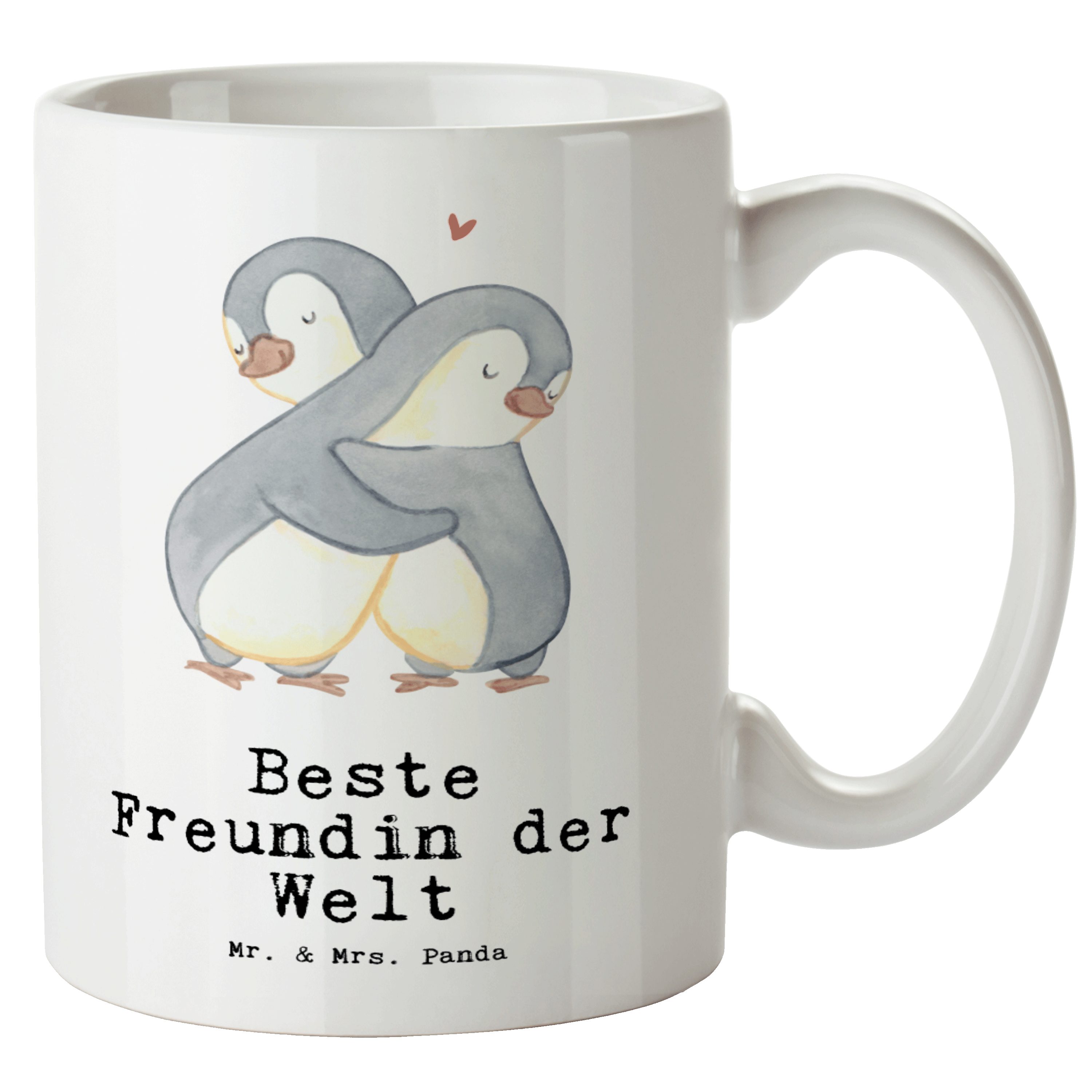Mr. & Mrs. Panda Tasse Pinguin Beste Freundin der Welt - Weiß - Geschenk, Geburtstagsgeschen, XL Tasse Keramik