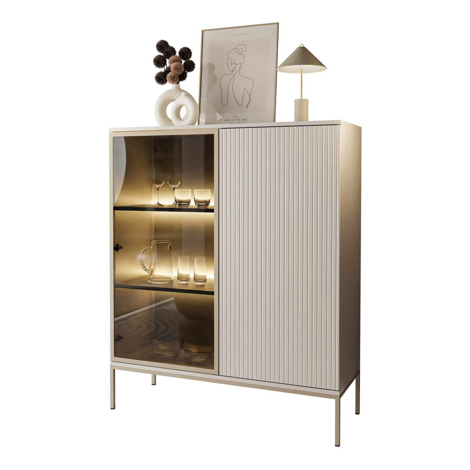 Lookway Vitrine ECLIPSE WT104 in Kaschmir mit LED Beleuchtung in Kaschmir günstig online kaufen