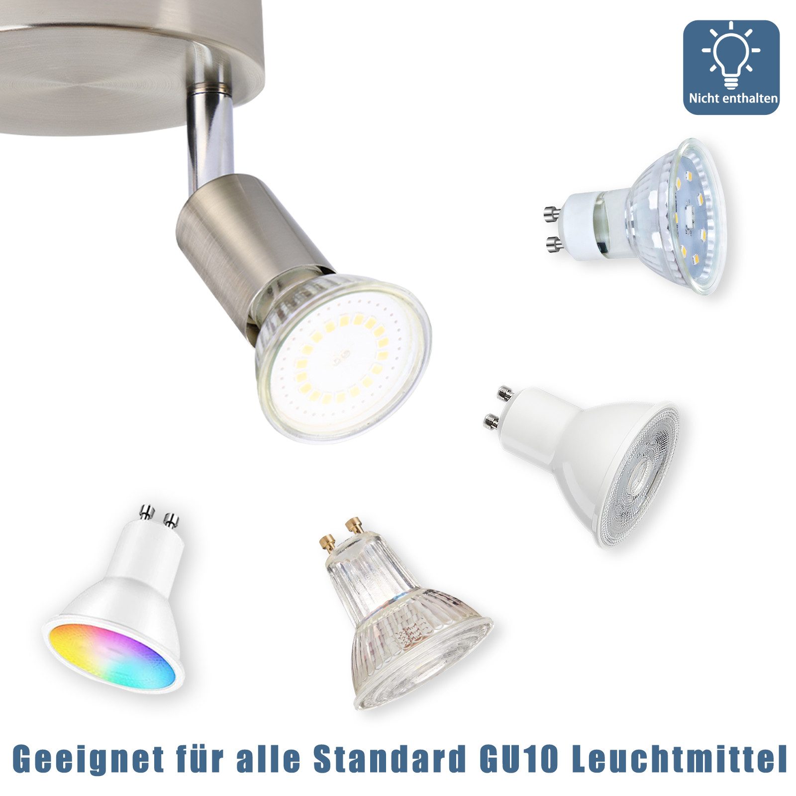 ZMH Deckenstrahler 3 Flammig Modern GU10 Wand Schwenkbar 350°Drehbar Schlafzimmer, Augenschutz, ohne Leuchtmittel, Elegante Lichtdekorationen × Decke Wohnzimmer
