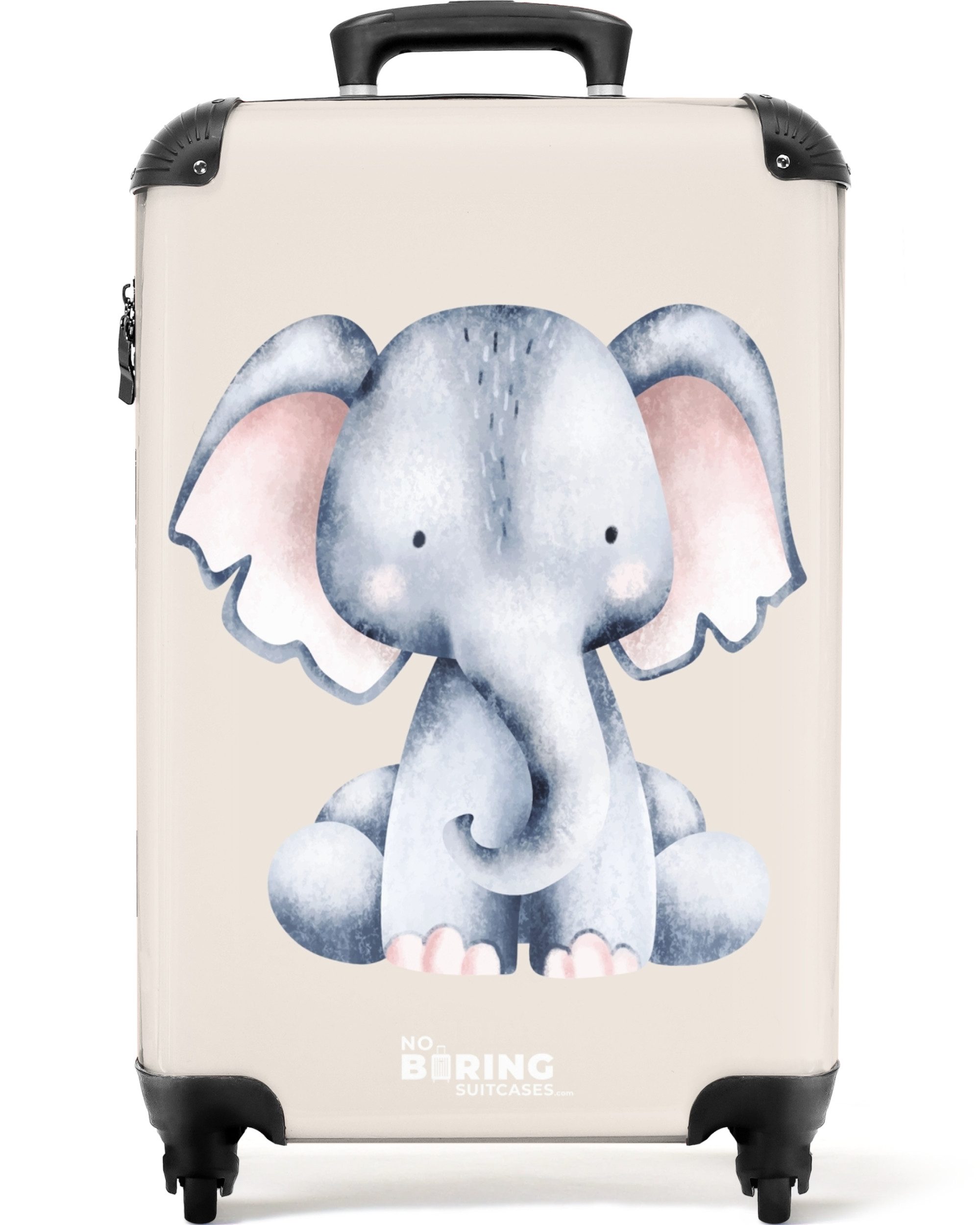 Kinderkoffer Baby - Elefantenzeichnung vor beigem Hintergrund 55x35x20cm