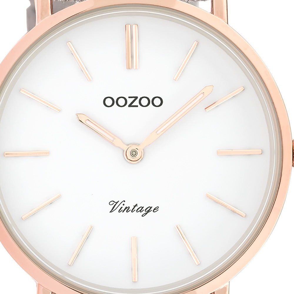 OOZOO Quarzuhr 32mm) braun mittel Damenuhr Fashion-Style Analog, Armbanduhr Oozoo Damen (ca. Lederarmband, rund