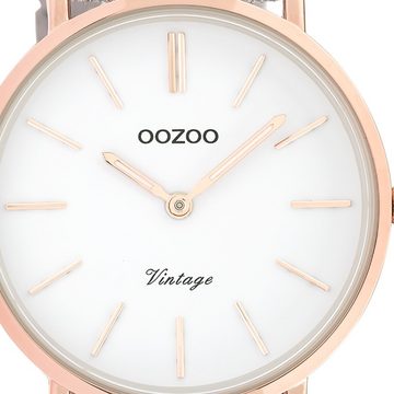 OOZOO Quarzuhr Oozoo Damen Armbanduhr braun Analog, Damenuhr rund, mittel (ca. 32mm) Lederarmband, Fashion-Style