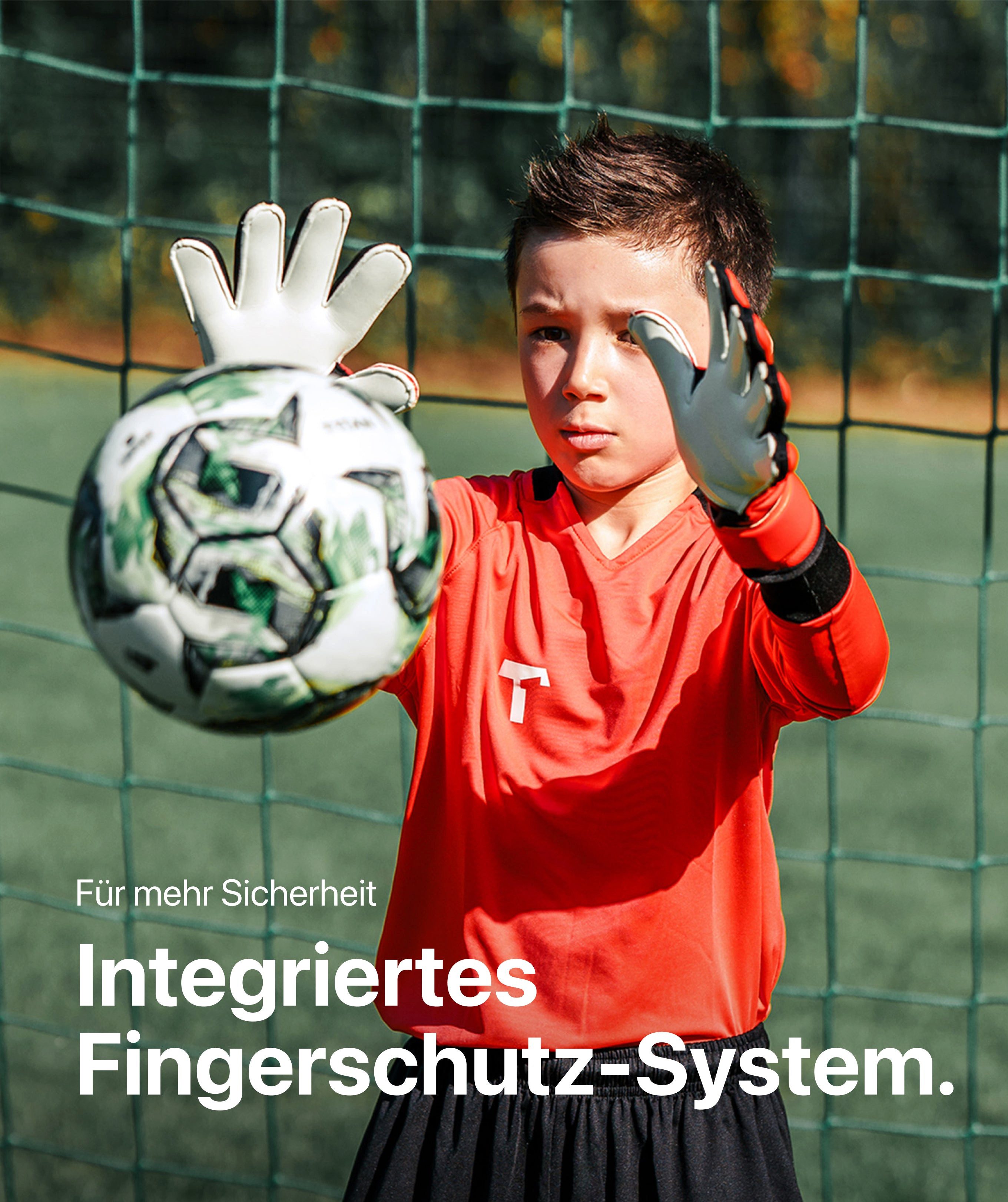T1TAN Torwarthandschuhe Torwarthandschuhe Kinder Red Beast 3.0 mit Fingerschutz