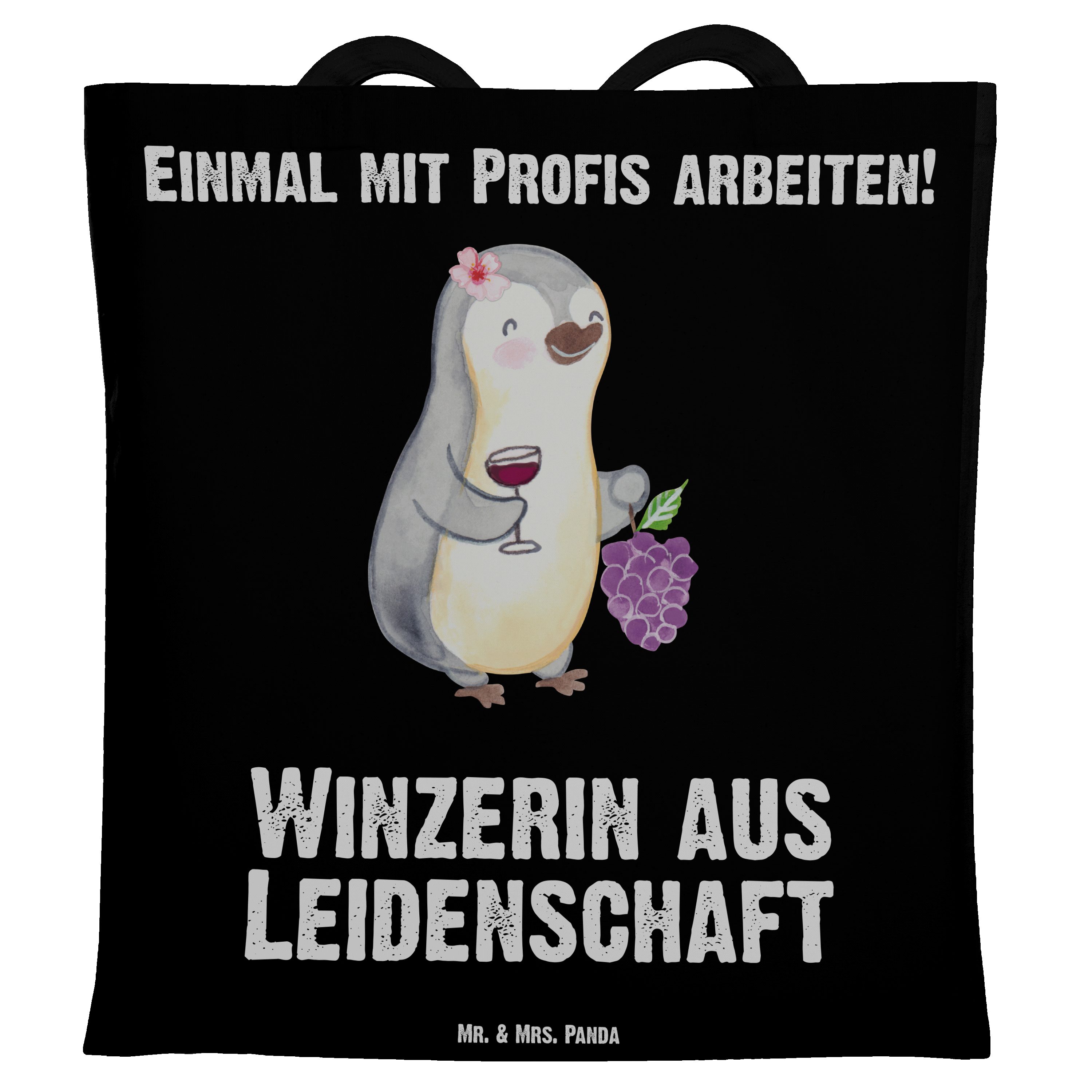 Mrs. & (1-tlg) Geschenk, Dankeschön, Panda Leidenschaft Schwarz aus Tragetasche Firma, - Winzerin Mr. Be -