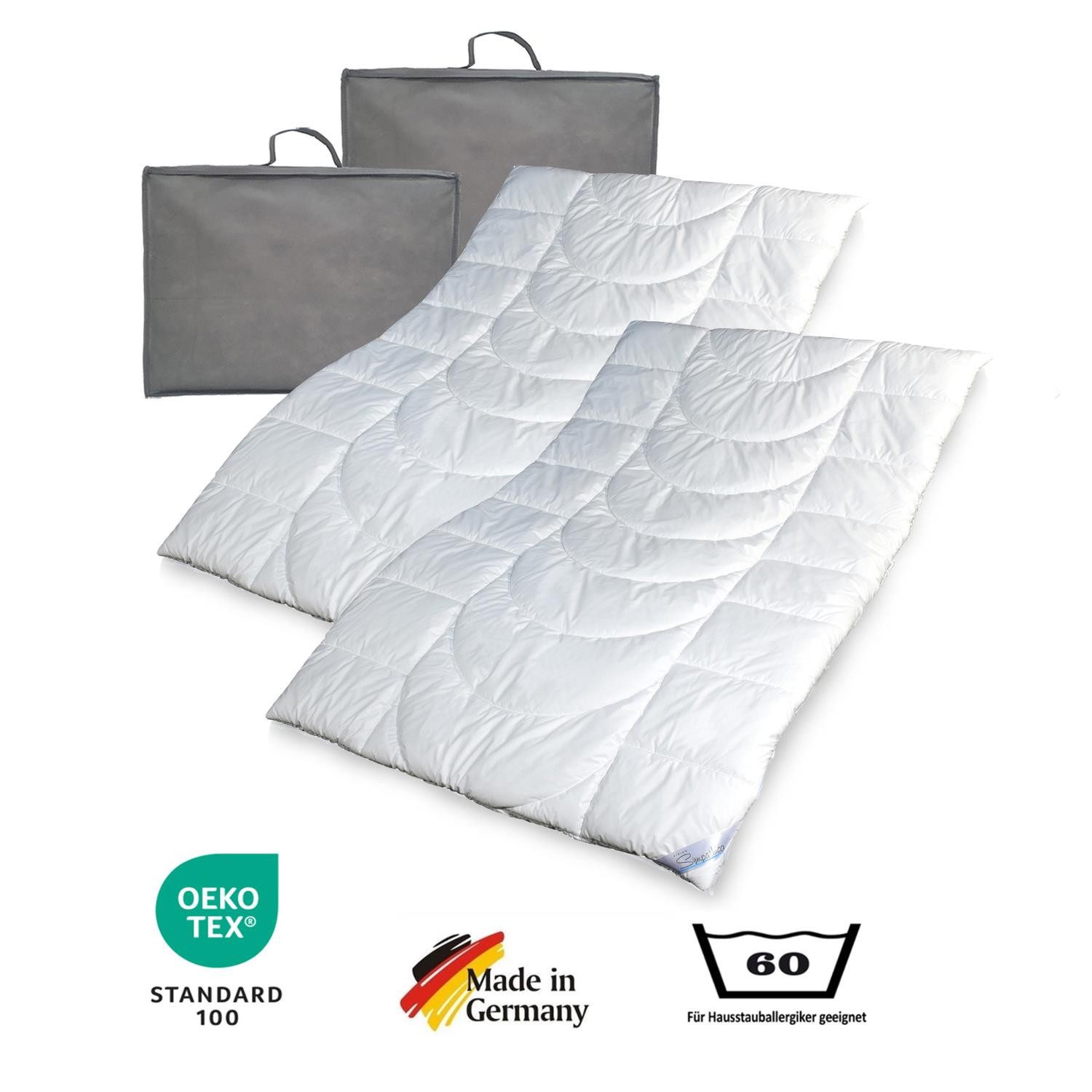 Sympathica Microfaserbettdecke 2x warme Allergiker Winter Bettdecke Duo Steppbett Klimafaser 135x200, Hergestellt in Deutschland