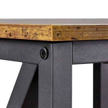 Yaheetech Beistelltisch, Nachttisch mit 3 Holzablagen, X-Form, Industrie-Design
