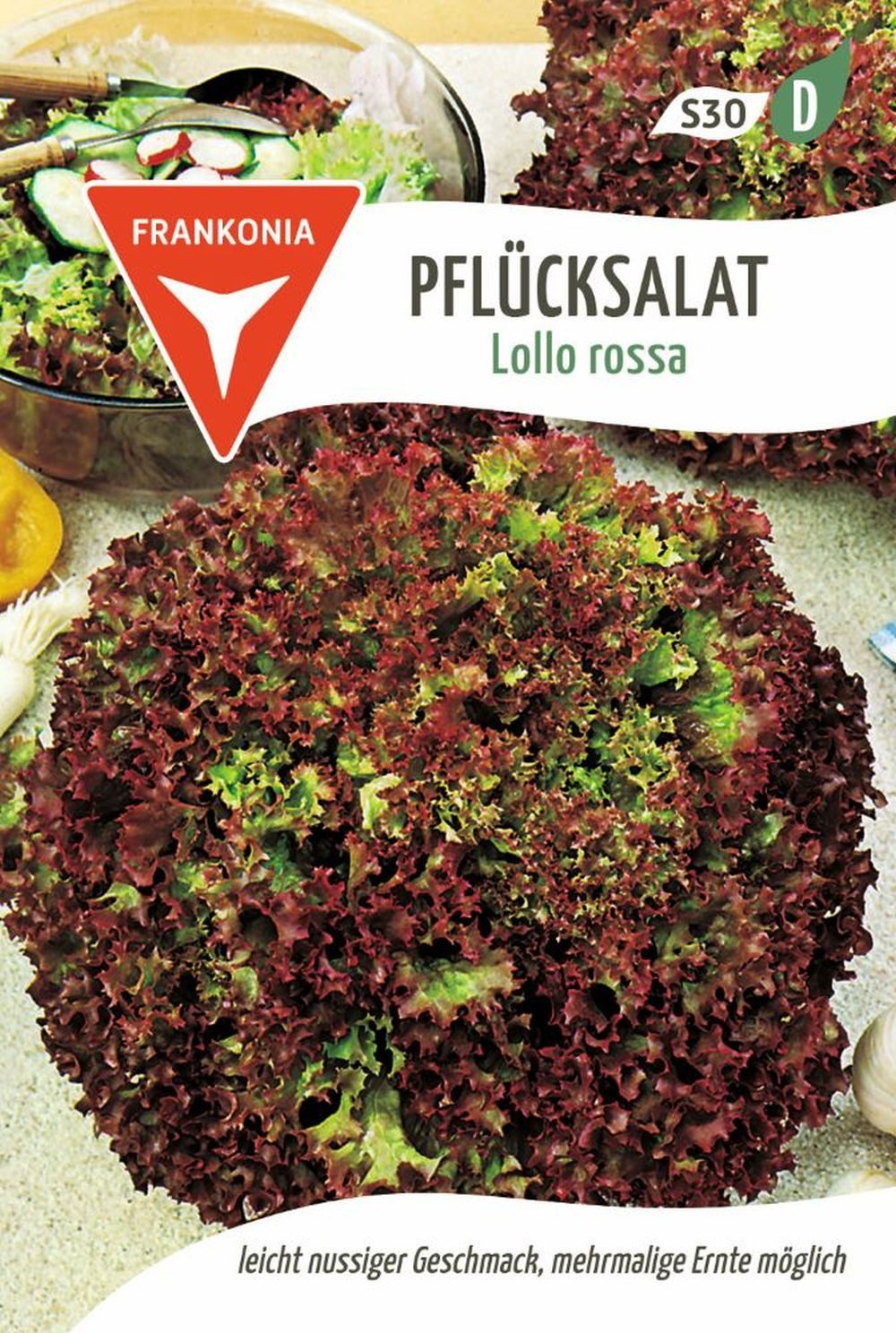 FRANKONIA Gemüsesamen Pflücksalat, Lollo Rossa - Saatgut Salat-Samen Samen, Lactuca sativa