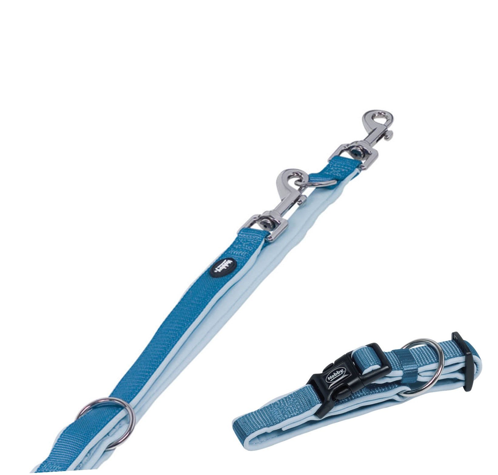 Nobby Hunde-Halsband Hundehalsband und Leine Set "Classic Preno", hellblau, XS-S, Nylon, Neopren