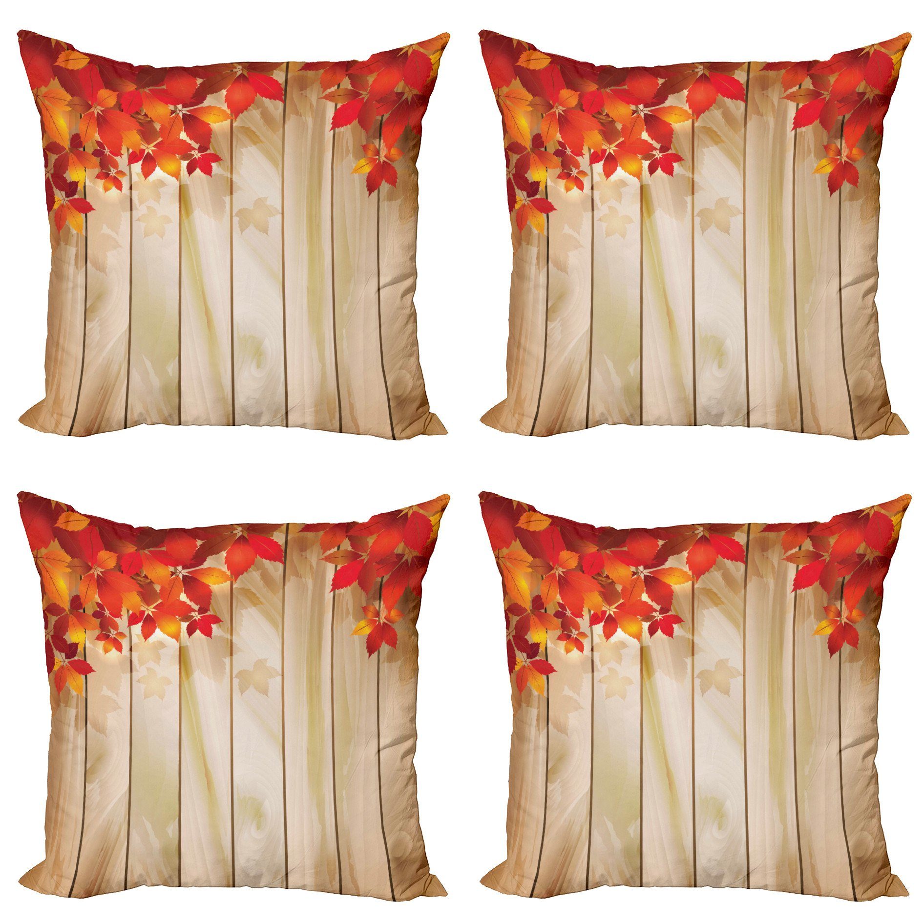 Kissenbezüge Modern Accent Doppelseitiger Digitaldruck, Abakuhaus (4 Stück), Zaun Herbst-orange Töne Blätter