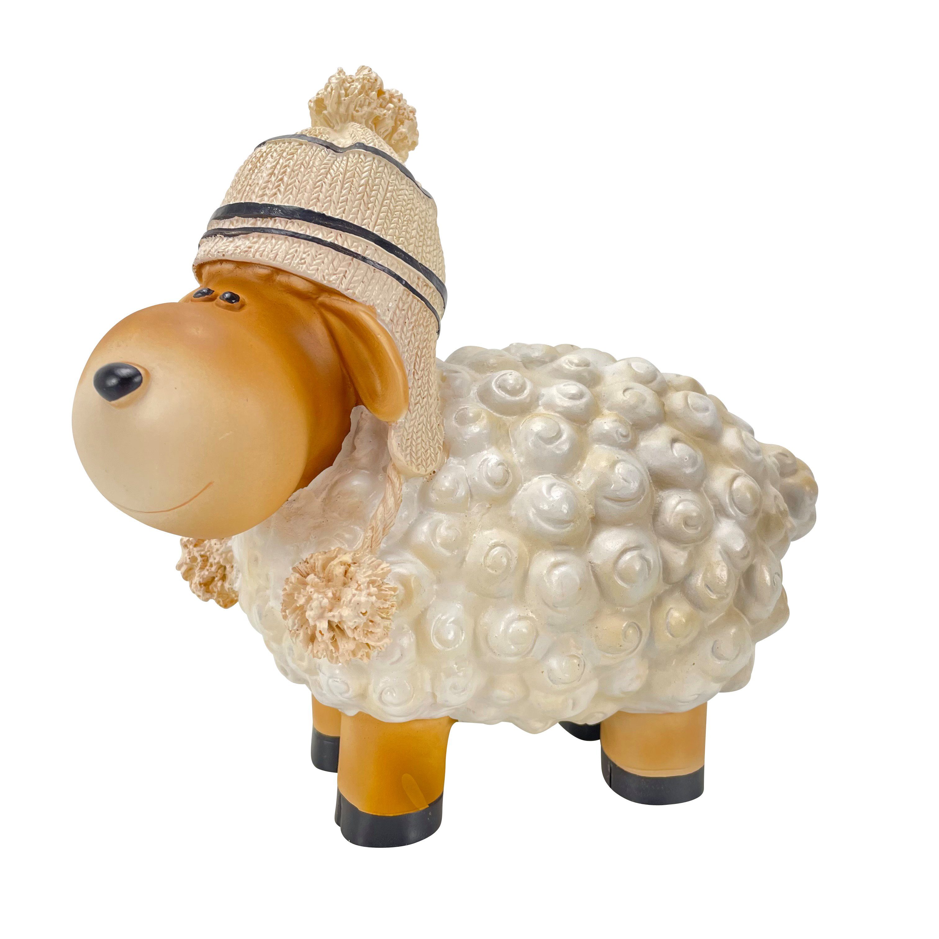 Online-Fuchs Gartenfigur Schaf mit Bommelmütze NATUR Tiere groß klein Deko  Tierfiguren, für Garten, Terrasse, Balkon aber auch Innenbereich
