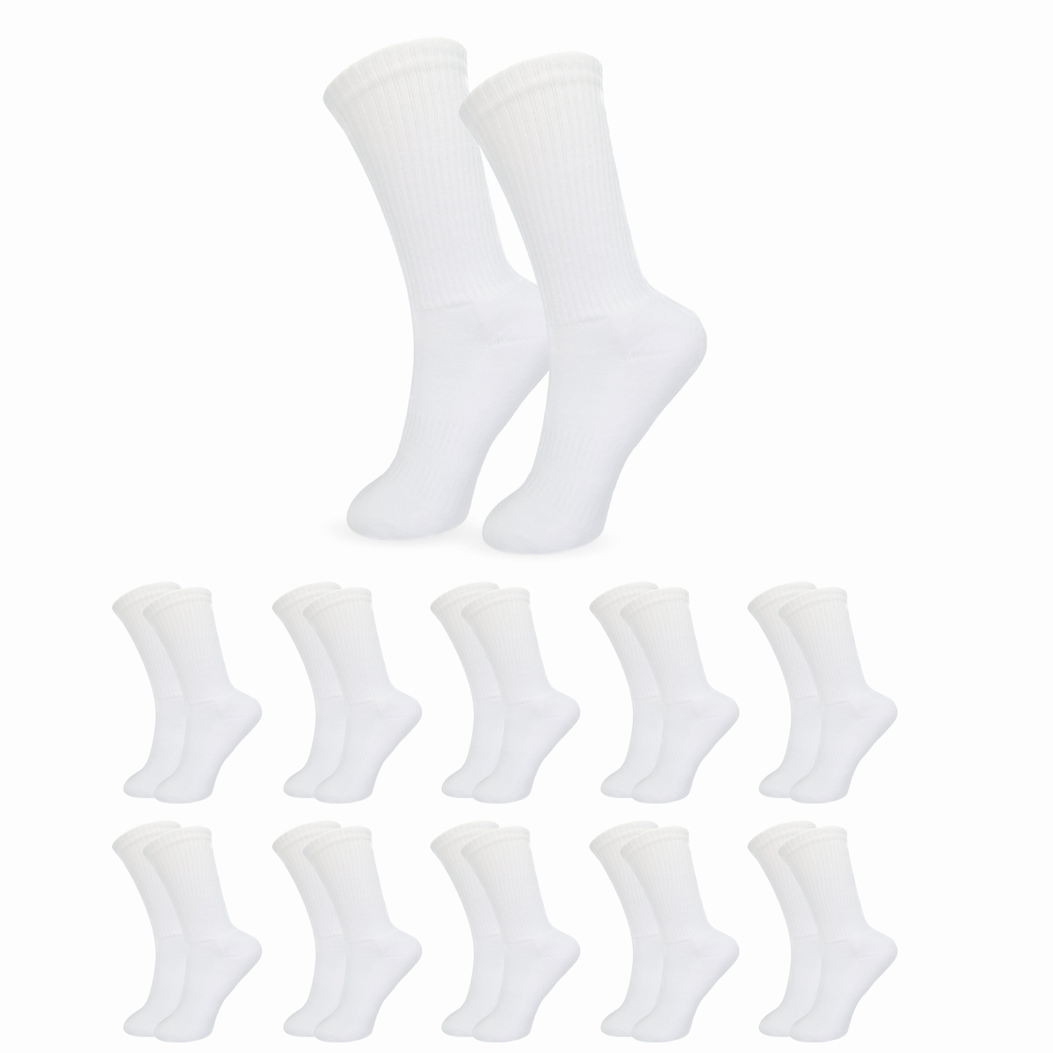 SO.I Tennissocken Sport Socken Für Damen & Herren Lange Freizeit-Socken aus Baumwolle (ohne drückende Naht, 5-15er Pack) Atmungsaktive Funktion 10x Weiß-10x Weiß