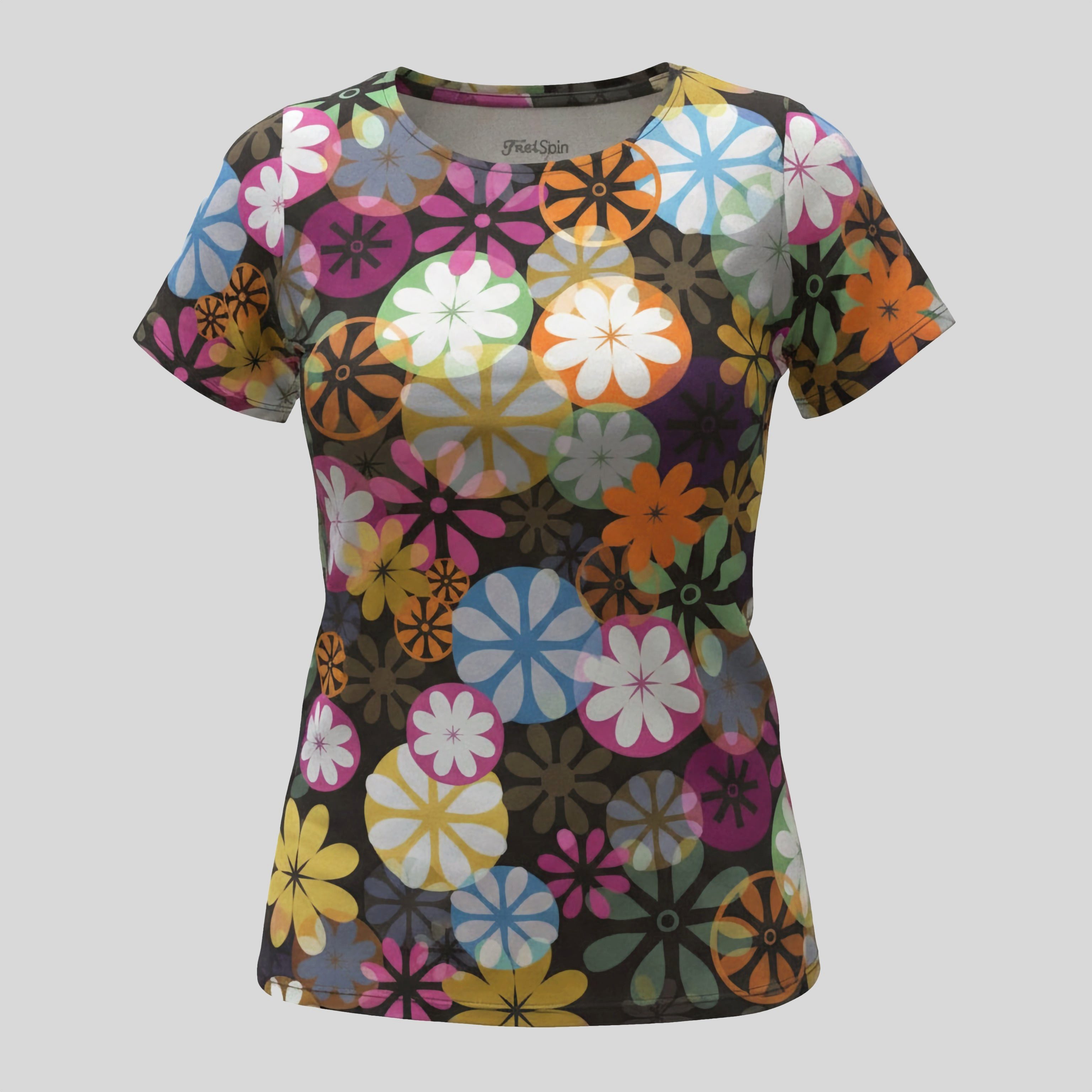 Freisein Project Funktionsshirt BergTag Superleichtes, schnell trocknendes Mesh mit Retro-Blumenprint