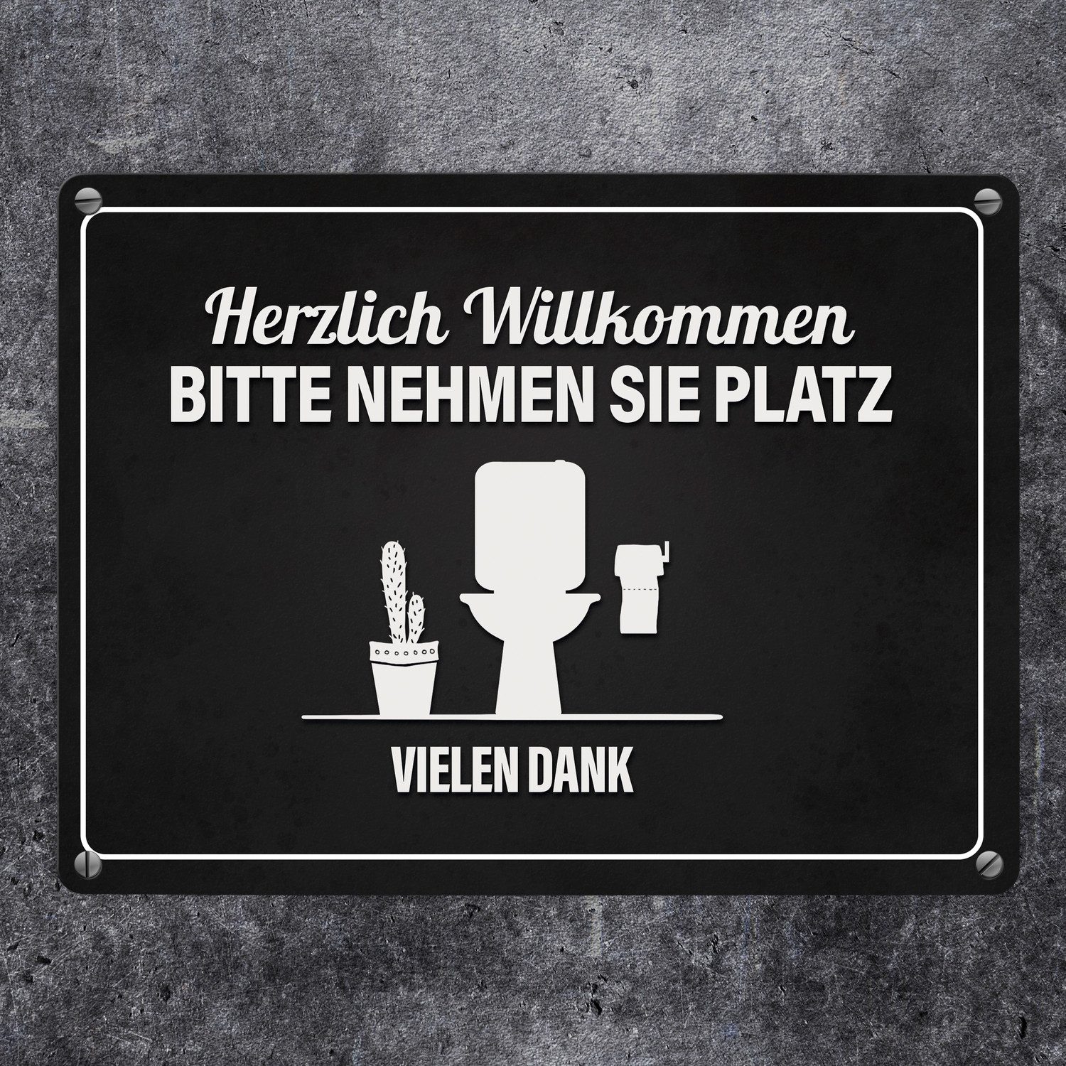 speecheese Metallschild Bitte nehmen Sie Platz Metallschild mit Toilette Mo günstig online kaufen