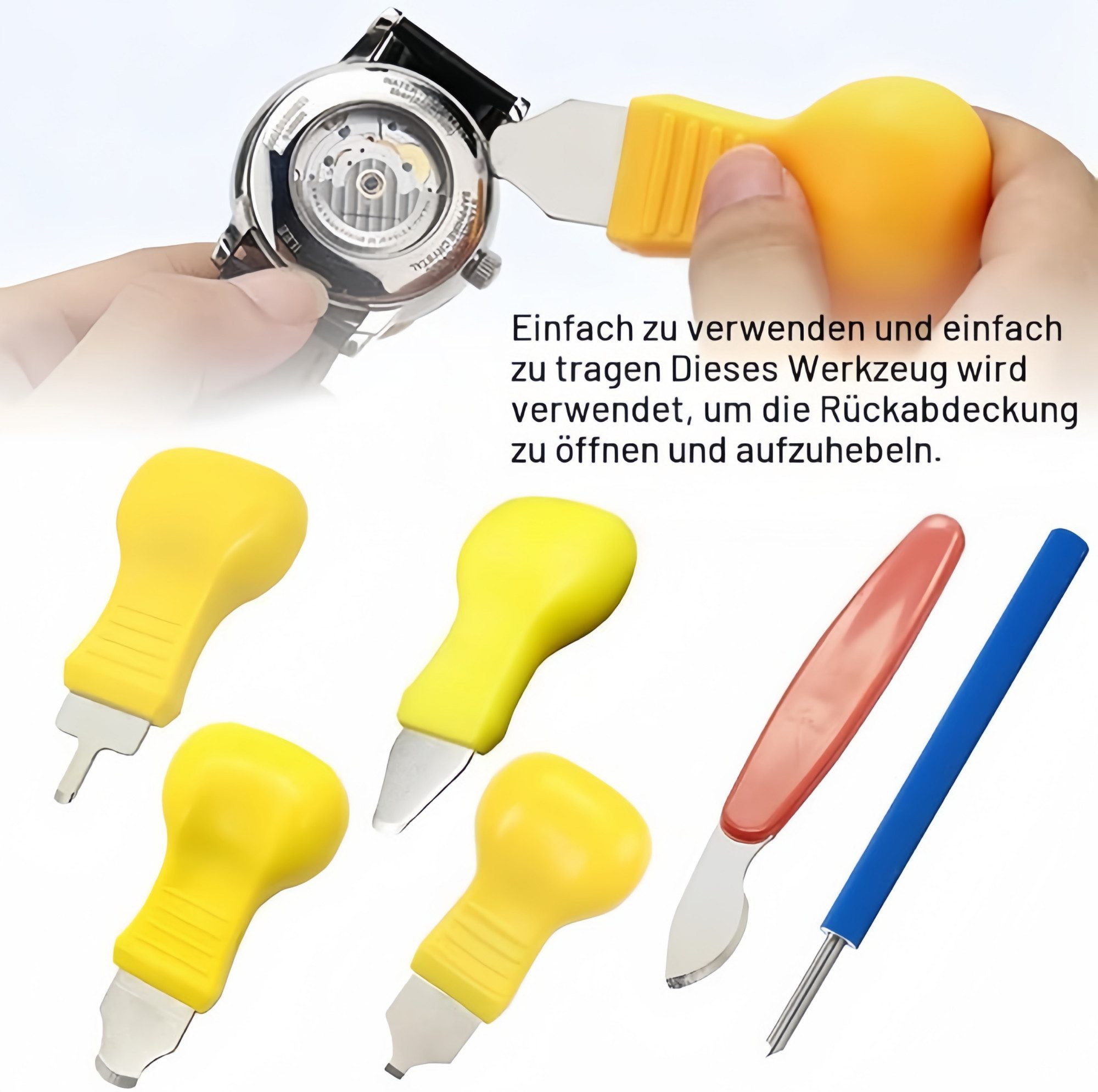 FOUORTUNATE-BEE Reparatur-Set 6-teiliges Uhrmacher-Werkzeugset für Uhrenreparaturen, 6-St., Uhrengehäuse-Öffner Set für verschiedene Uhrentypen – Bild 4 von 5