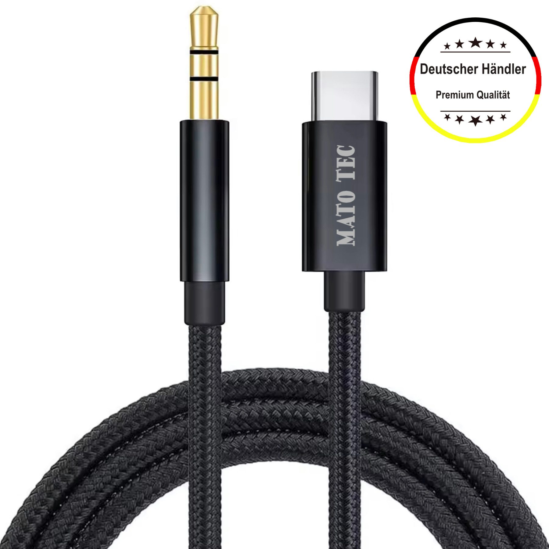 Alpha Electronics USB Type C zu Aux Stecker Schwarz, Huawei, Samsung, Apple, Audio- & Video-Kabel, Typ C (Eurostecker), 3,5-mm-Klinke (100 cm), Universal kompatibel