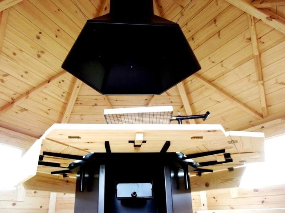 JVmoebel Grillkamin Indoor Grill Bausatz Schornstein BBQ Holz Tisch für Grillkota Sofort