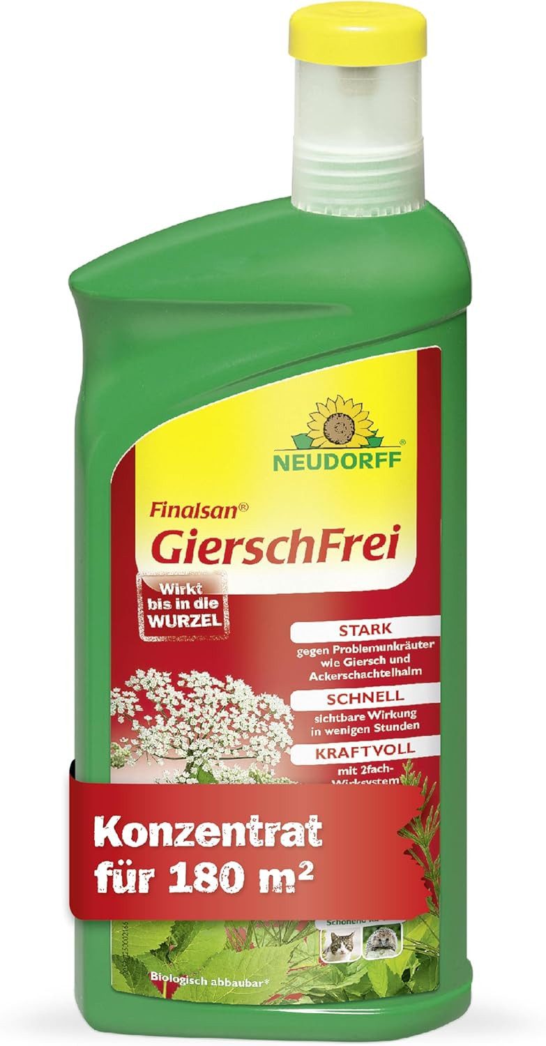 Neudorff Unkrautbekämpfungsmittel Finalsan AF GierschFrei 1l, 1000 ml, 1 St., schonend für Haustiere, Unkraut entferner ohne Glyphosat, Schnell wirkend, gegen Giersch und Ackerschachtelhalm, Glyphosatfreies Unkrautvernichter-Konzentrat mit 2-fach-Wirksystem