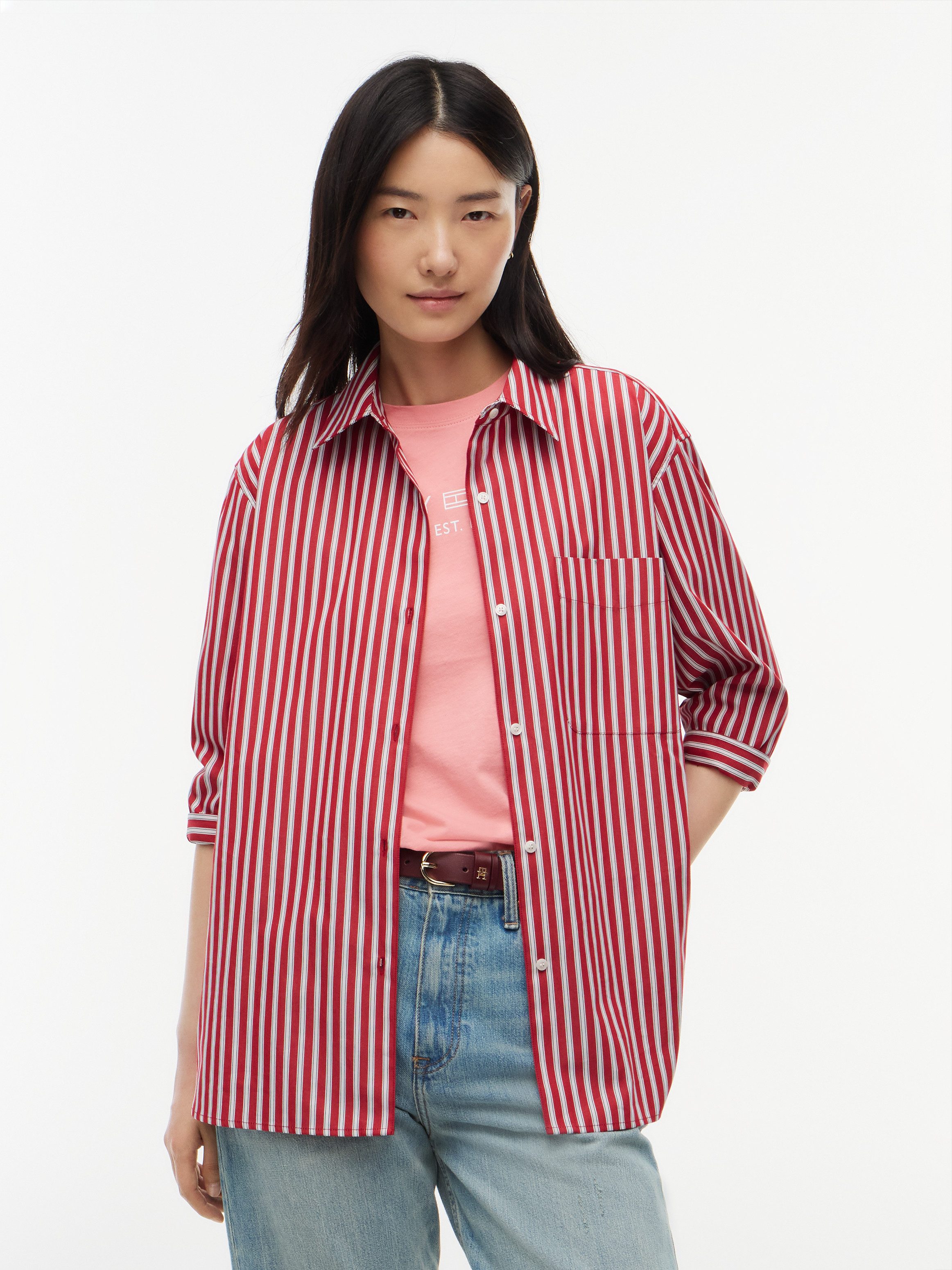 Tommy Hilfiger Langarmbluse ESS POPLIN EASY FIT SHIRT Baumwolle