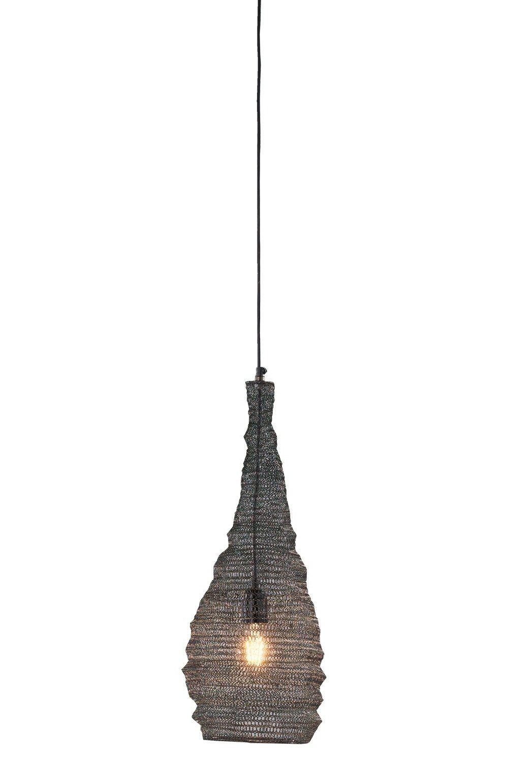 casa NOVA Pendelleuchte ARETE, 1-flammig, Ø 30 cm, Schwarz, Metall, ohne Leuchtmittel, Hängeleuchte, Hängelampe, Lampenschirm aus Fischernetz