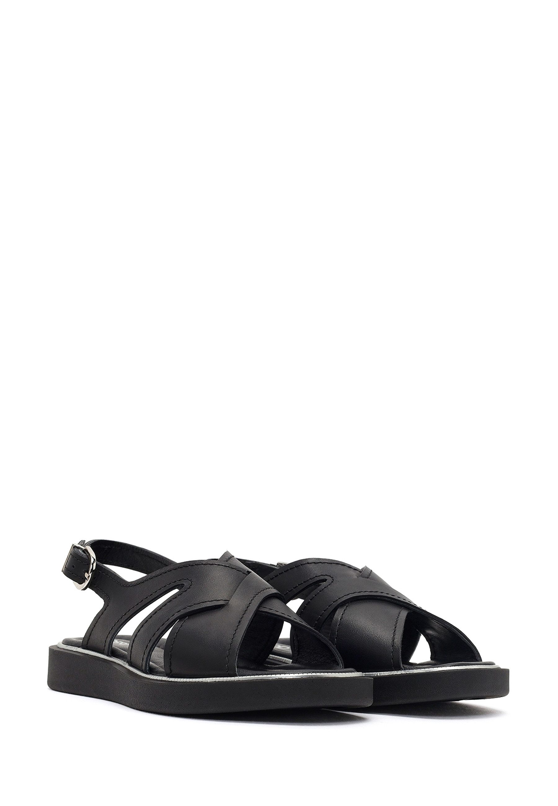 Derimod Sandalen aus Leder Sandale Echtes Leder, Lederfutter, TPU-Sohle, Knöchelriemen, Plateau-Design