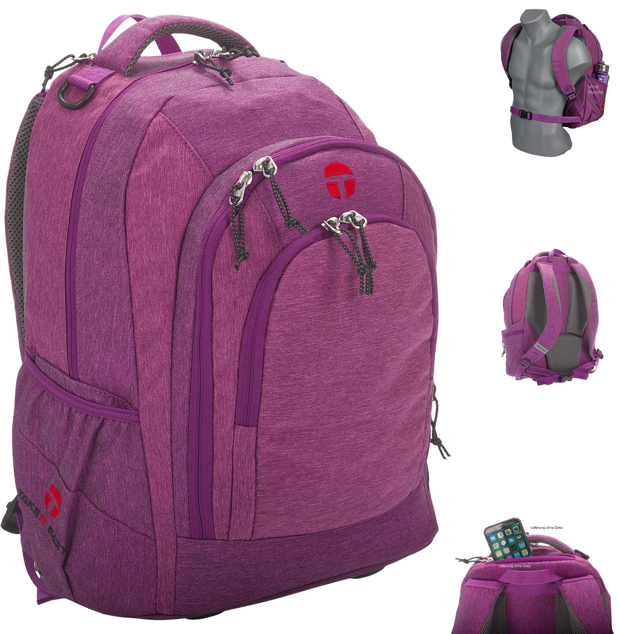 TAKE IT EASY® Schulrucksack Rucksack Jungen Mädchen Schultasche Daypack, starke Polsterung A4 Ordner passt ab 3. Klasse Schulmappe