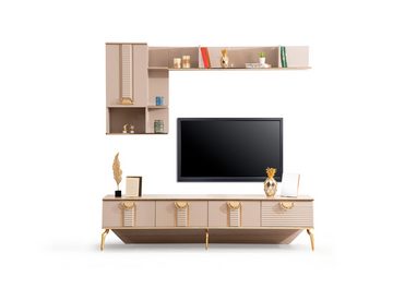 JulietHome Esszimmer-Set Napoleon, (Komplett-Set, Esstisch, 6 Stühle, Kommode mit Spiegel, TV-Tisch + Regal), Füße aus Metall