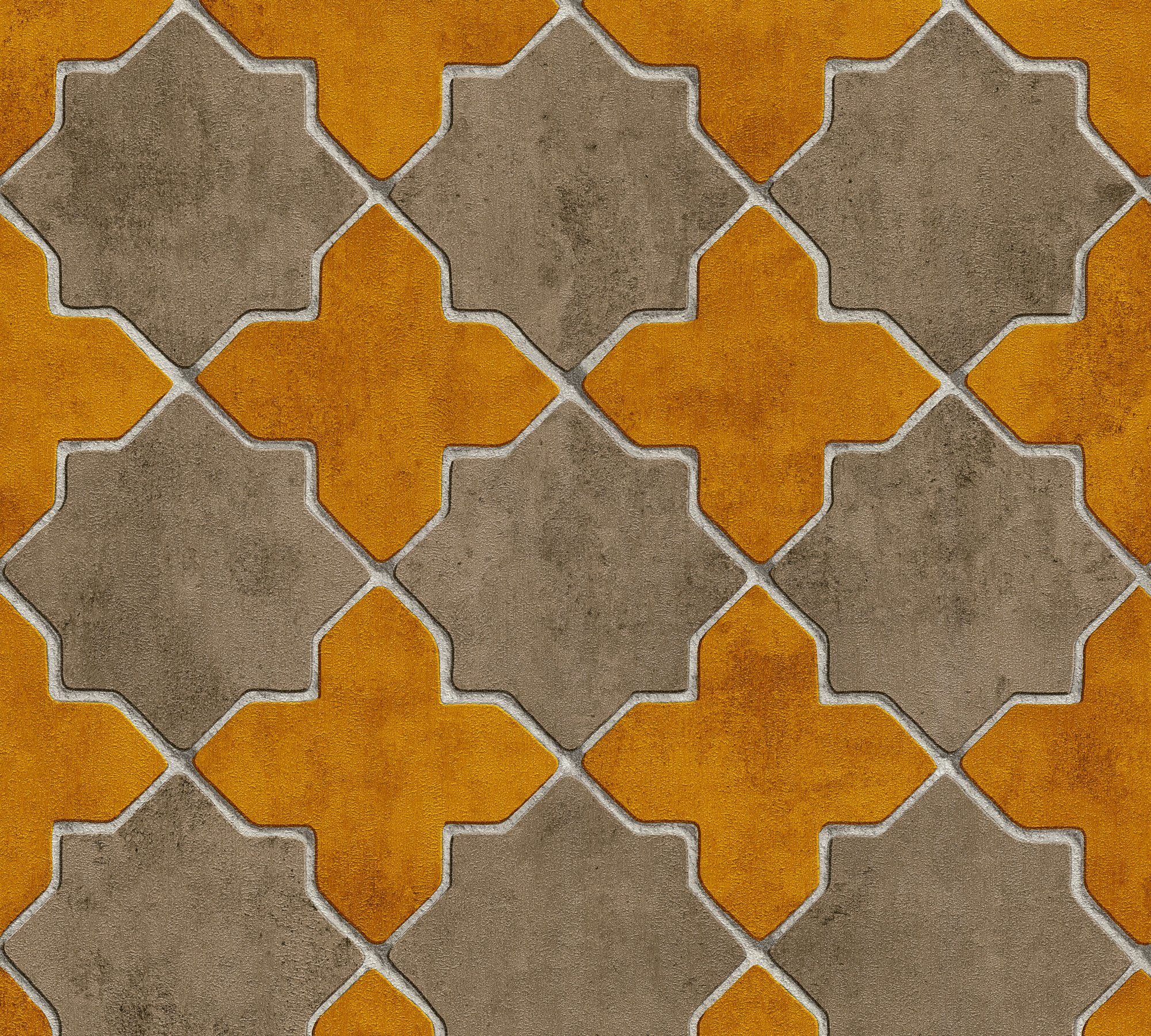 Geometrisch grafisch, gelb Optik, walls Fliesen in Finca New Tapete Vliestapete Home Walls living