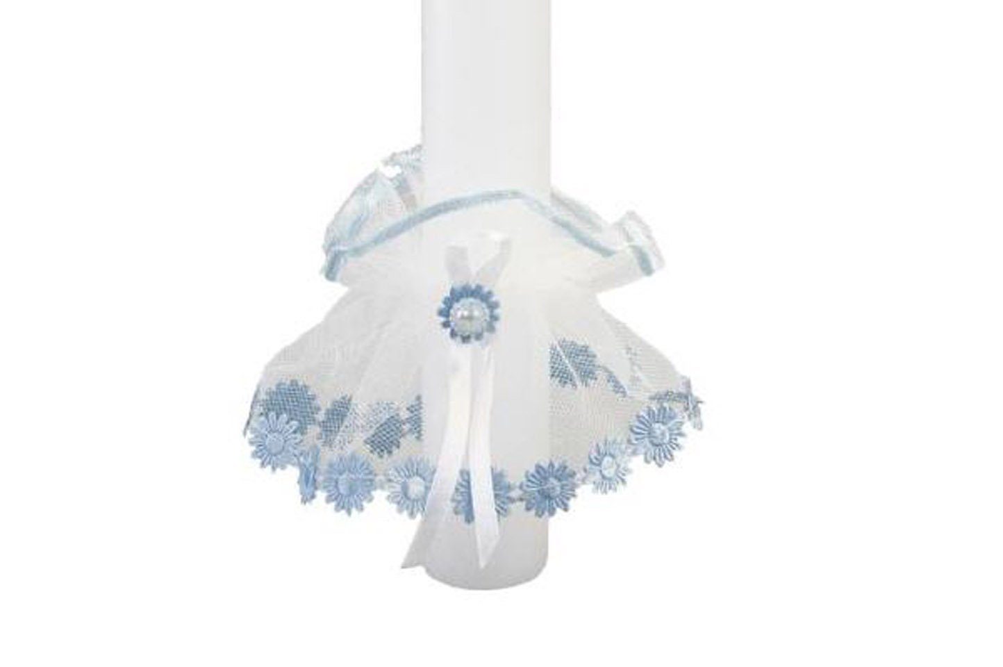 Stumpenkerze Kerzen Röckchen aus Tüll Blau für Kerzen bis Ø 50 mm