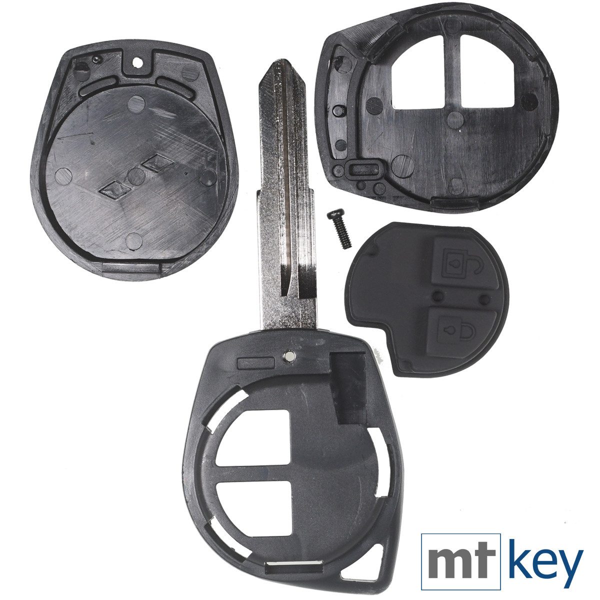 mt-key Auto Schlüssel + 1x Tastenfeld + 1x SZ11R Rohling + passende CR1620 Knopfzelle, CR1620 (3 V), für Nissan Pixo Suzuki Swift Alto Funk Fernbedienung