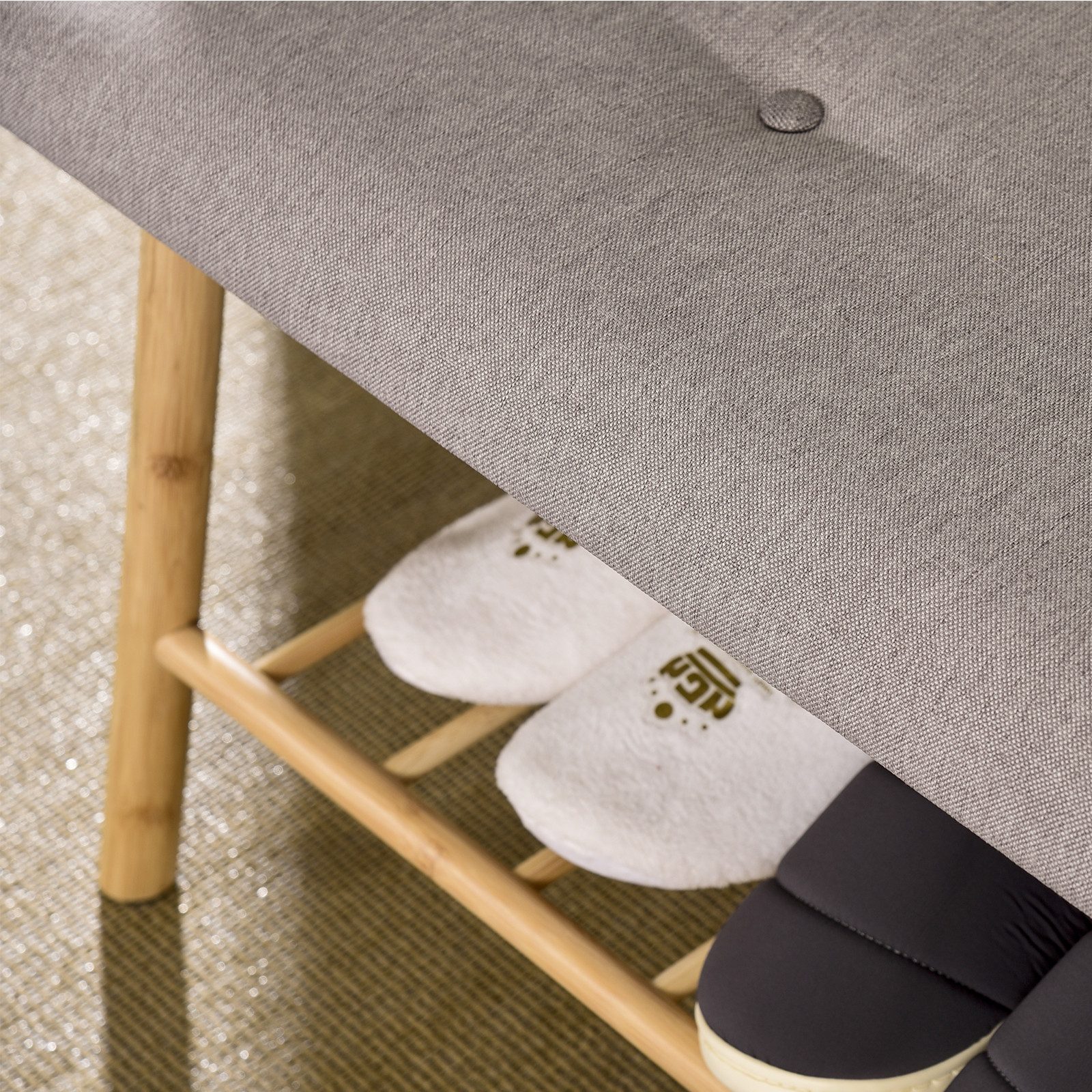 Kubus Schuhregal Bambus-Sitzbank Summit, Praktisches Möbelstück mit Sitzkomfort, Stilvoll und Platzsparend