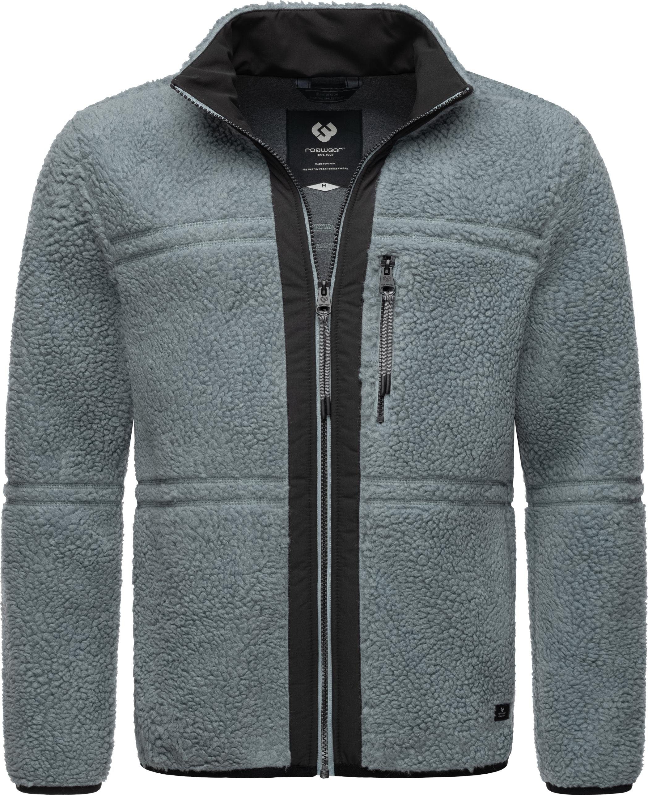 Herren Fleecejacke Mit Kapuze - Teddy Fleece Patchwork Winterjacke