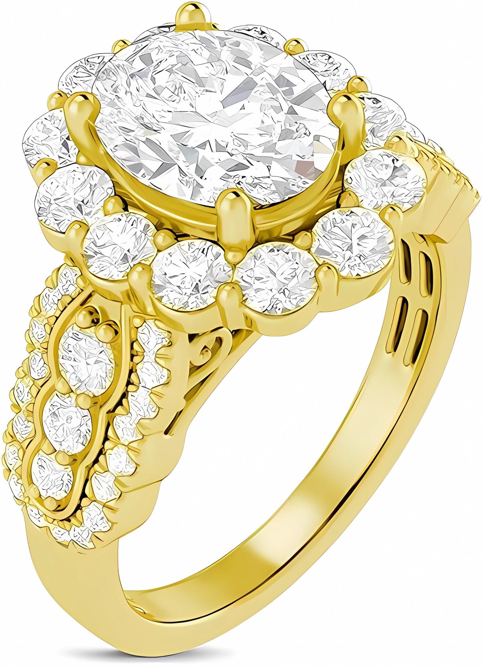 Jumpeak Diamantring Ring Gold Damen 585 Echtgold, Eheringe, Diamantring, Geschenk für Frau, 1 karat, Labordiamant, Verlobungsringe Frau, Promise Ring, D VVS2 2EX