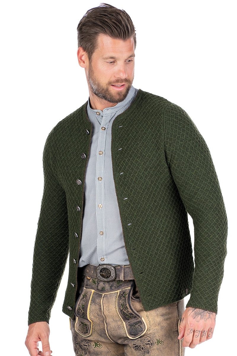 Spieth & Wensky Trachtenstrickjacke Trachten Strickjacke Herren - GREIFENBERG - oliv