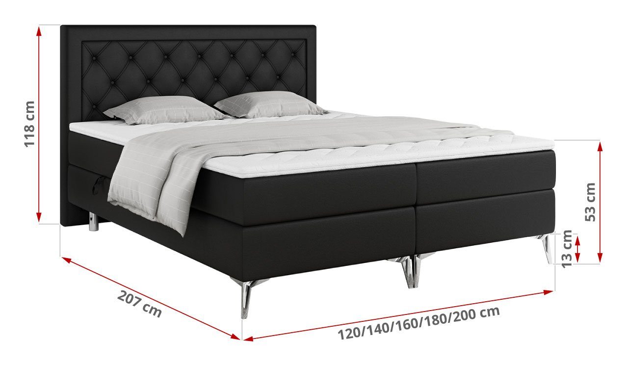 DUNAJ, mit Kopfstütze Multipocket-Matratze, MÖBEL Doppelbett Polsterbett MKS Boxspringbett mit