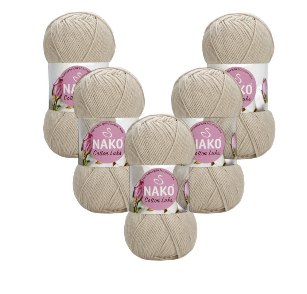 NAKO 5 x NAKO Cotton Luks Häkelwolle, 330 m