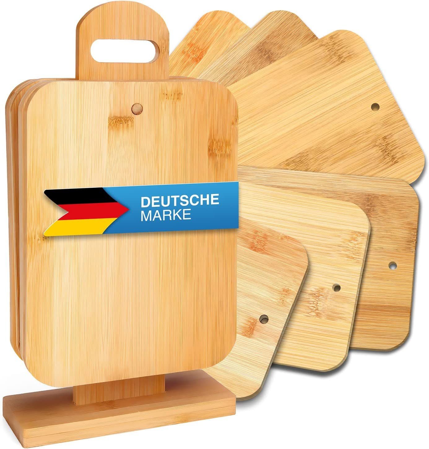 Bambus, Frühstücksbrettchen Küchenbrett 6er Schneidebrett Dimono Set, (Servierbretter antibakteriell klingenschonend, Brotbrett),