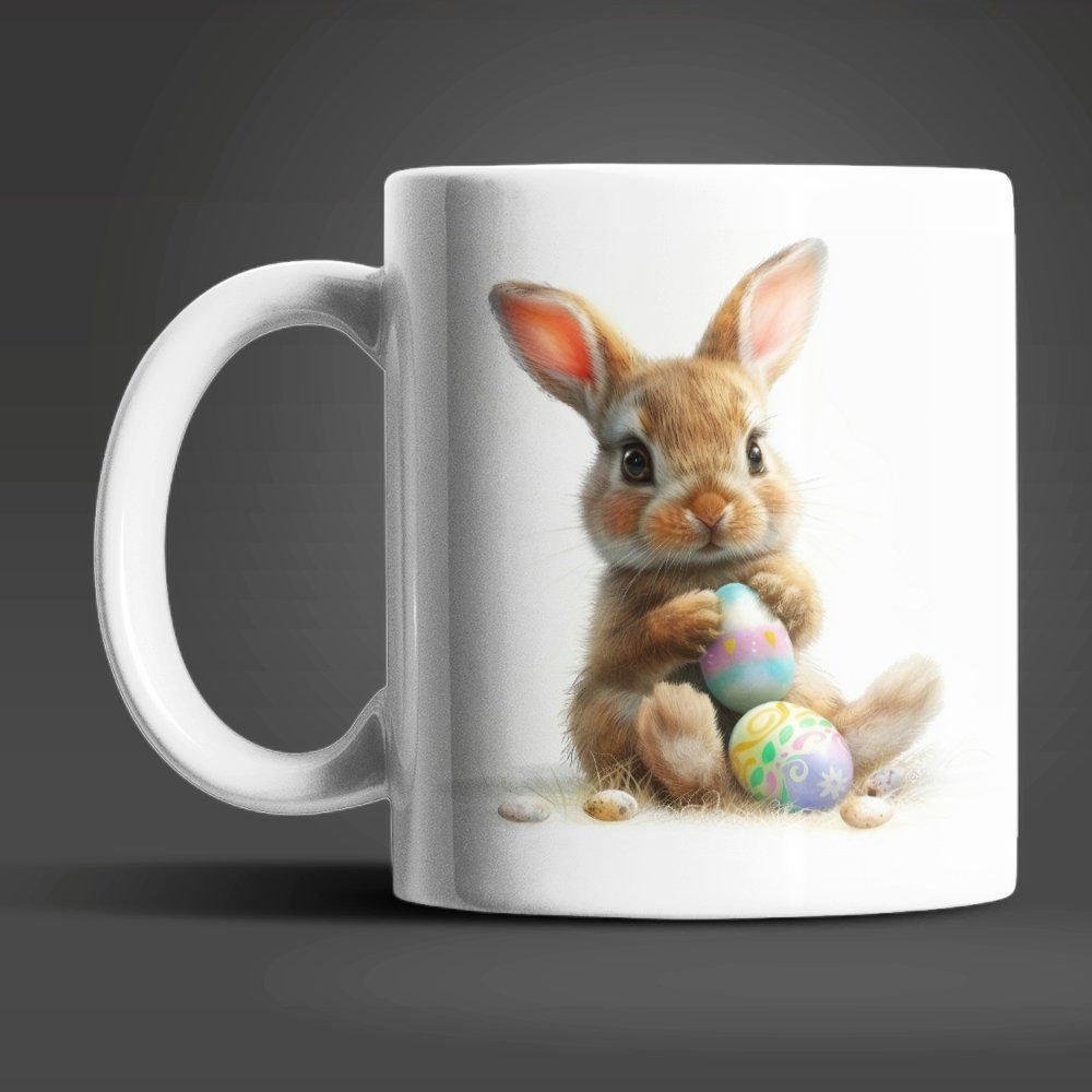 WS-Trend Tasse Osterhase Ostereier Ostern Bunny Kaffeetasse Teetasse Geschenkidee, 2-tlg., Keramik