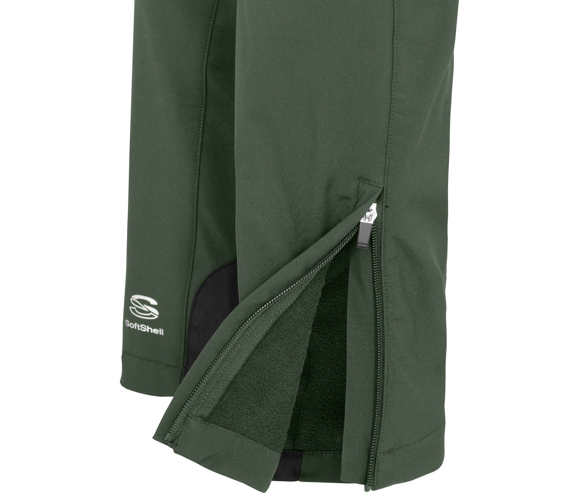Bergson Outdoorhose Softshellhose, dunkel warm, grün winddicht, Normalgrößen, Winter Damen MAILA
