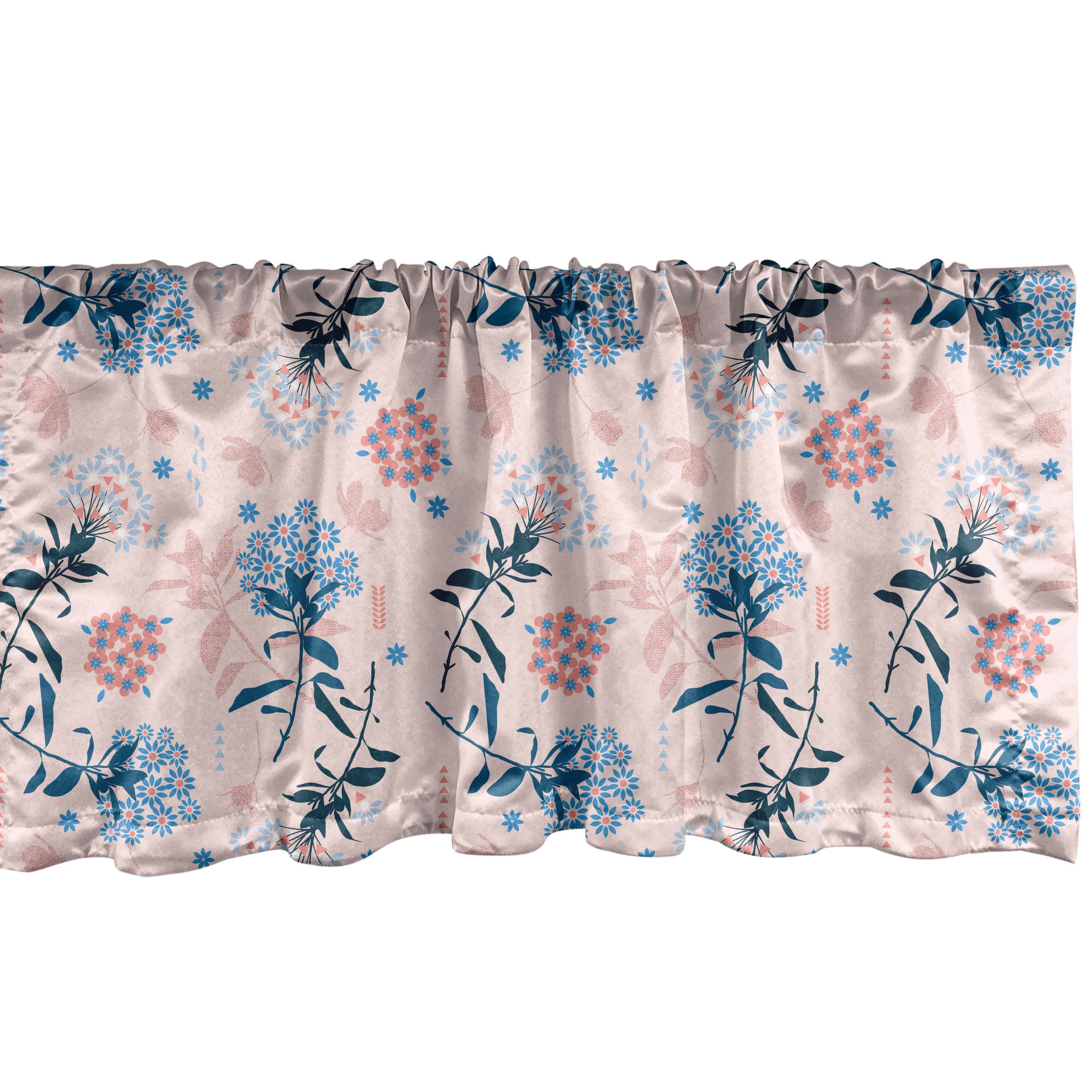 Scheibengardine Vorhang Volant für Küche Schlafzimmer Dekor mit Stangentasche, Abakuhaus, Microfaser, Blumen Blumen auf einem Blush Kulisse