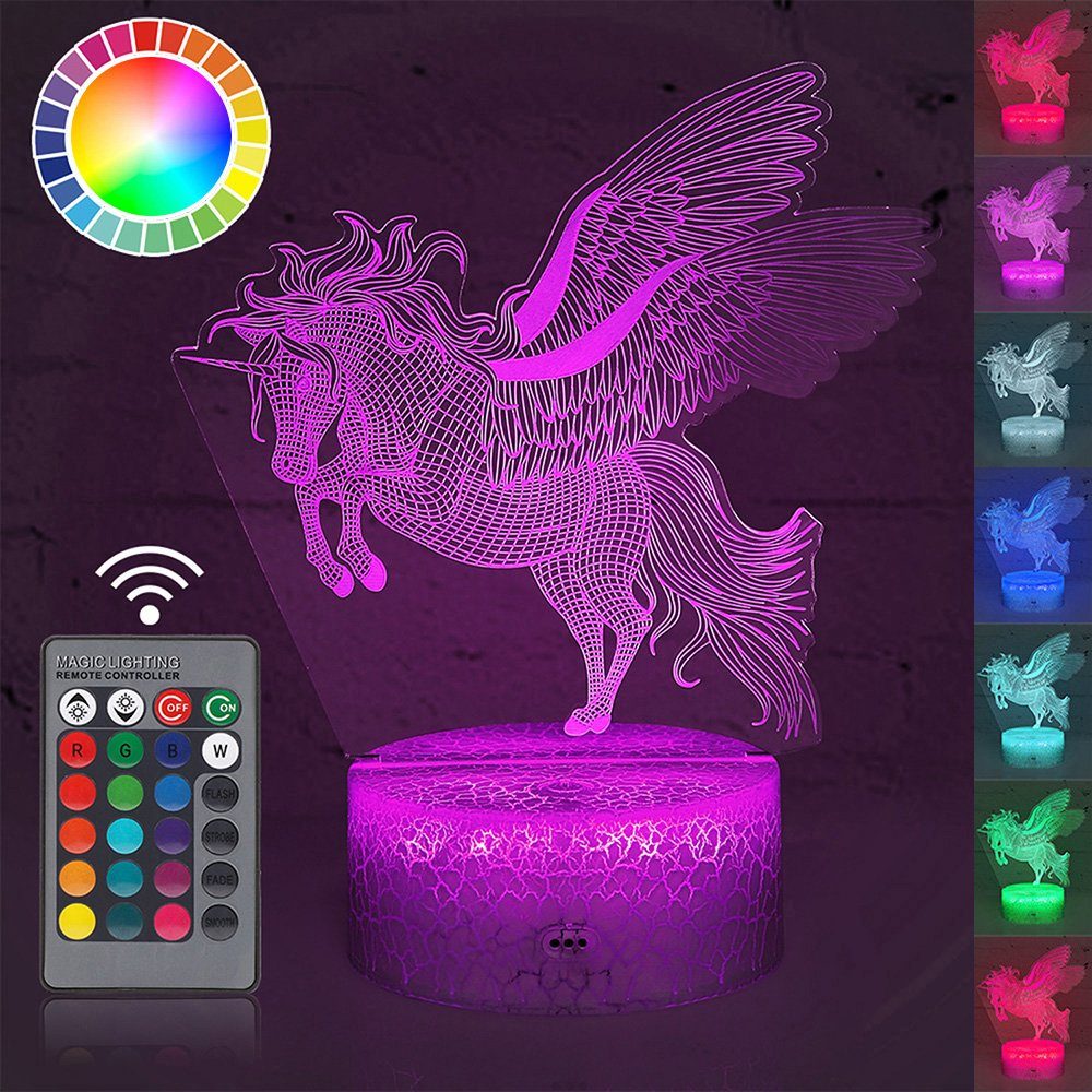 Rosnek LED Nachtlicht 3D LED Nachtlicht, Einhorn-Serie Tisch Tischlampe, Ki günstig online kaufen