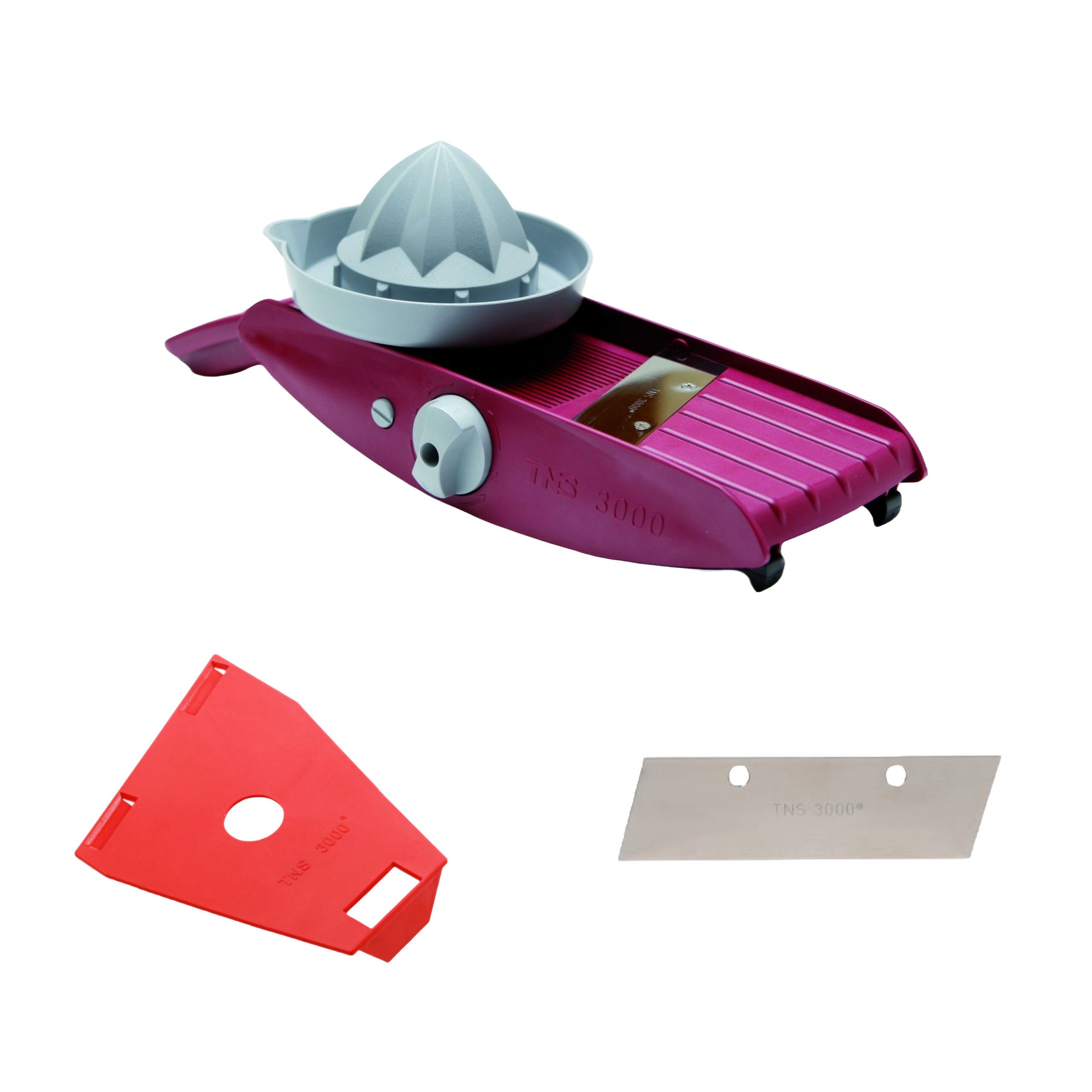TNS 3000 Gemüsehobel Bordeaux-grau Gemüsehobel ALL IN ONE das Original KOMPLETT-SET