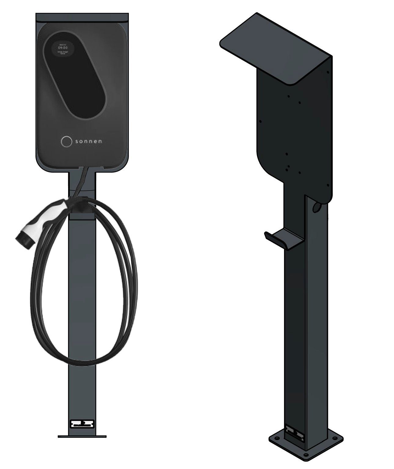 Elektroauto-Ladestation-Halterung Ladesäule passend für Etrel INCH Home Wallbox mit Dach, Ständ...