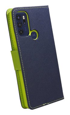 cofi1453 Handyhülle Hülle "Fancy" für Motorola Moto G60S Blau-Grün 6,8 Zoll, Kunstleder Schutzhülle Handy Wallet Case Cover mit Kartenfächern, Standfunktion