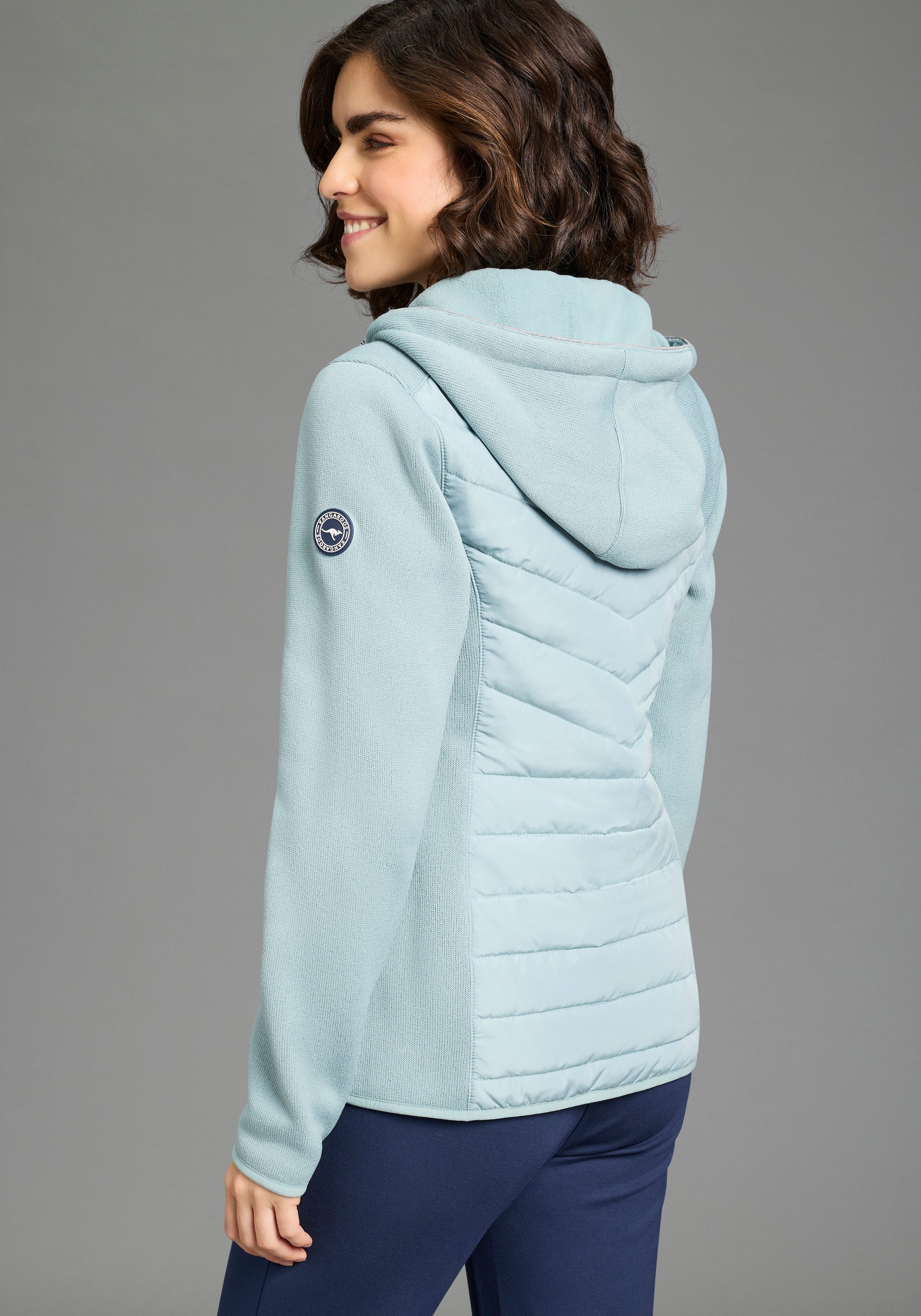 KangaROOS Hybridjacke Übergangsjacke mit Kapuze Reißverschlusstaschen